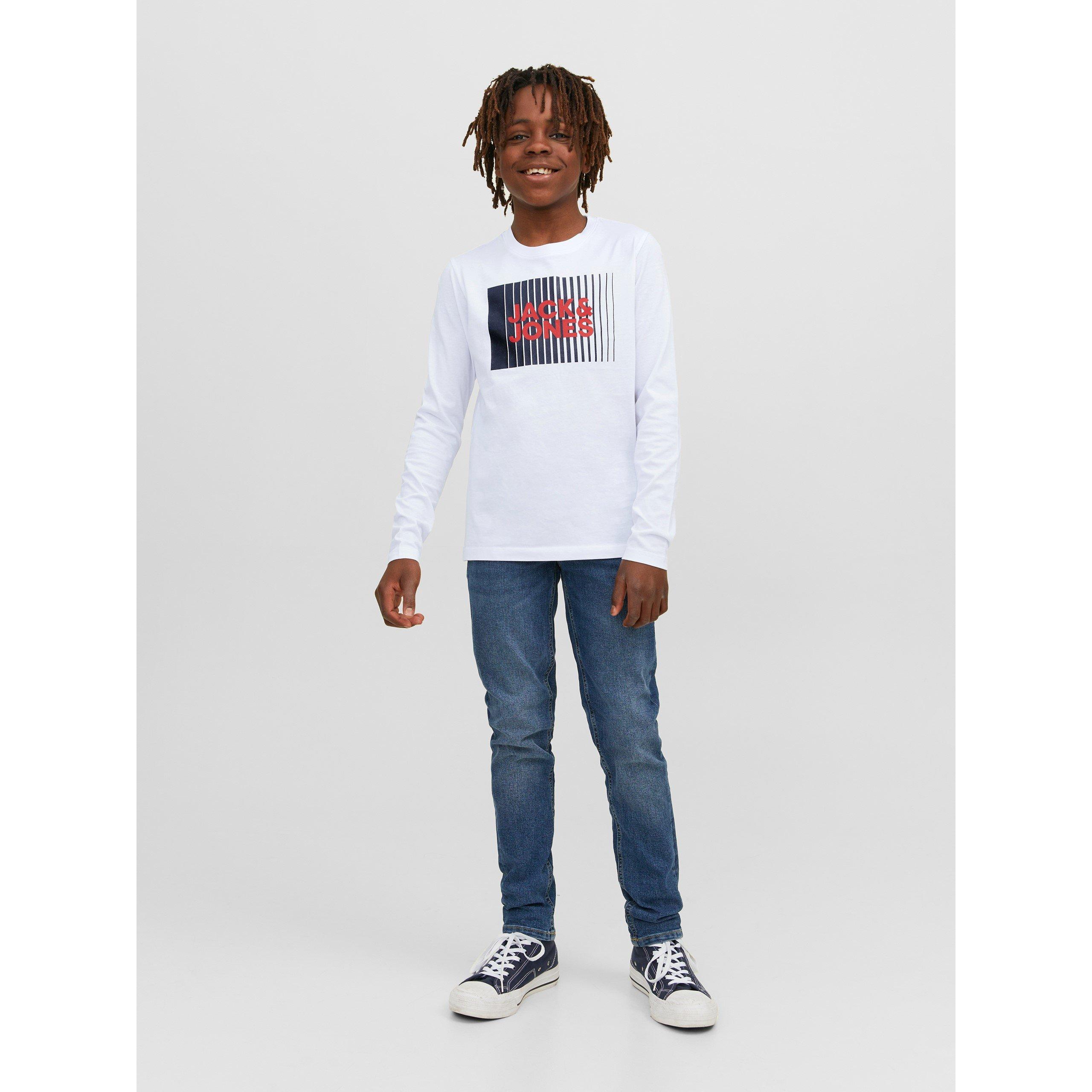 White - Jack and Jones - Kids' Junior&Junior Logo Long-Sleeve Regular Fit T-Shirt - 2