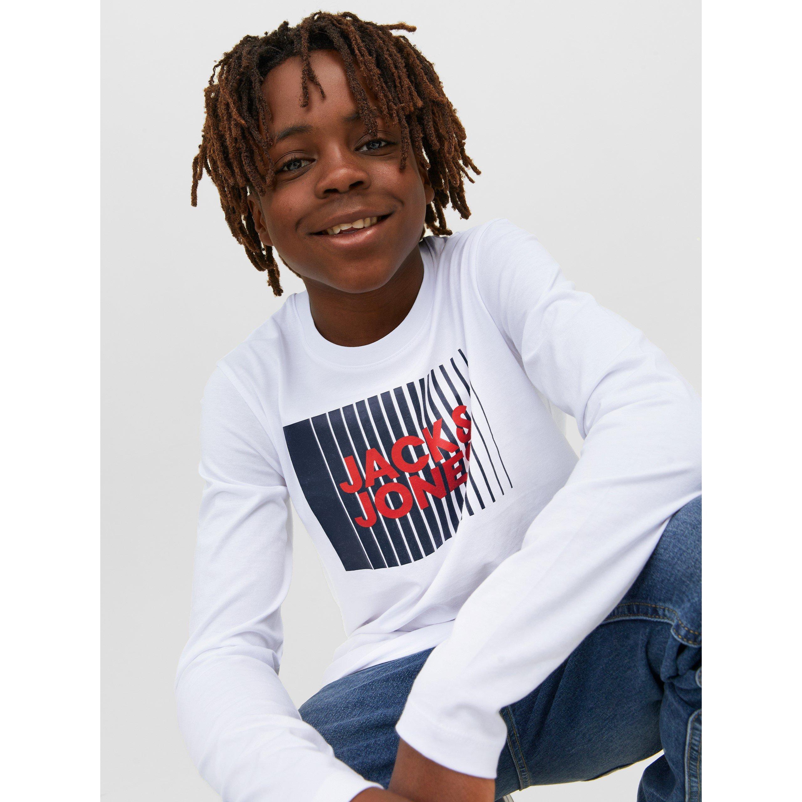 White - Jack and Jones - Kids' Junior&Junior Logo Long-Sleeve Regular Fit T-Shirt - 3