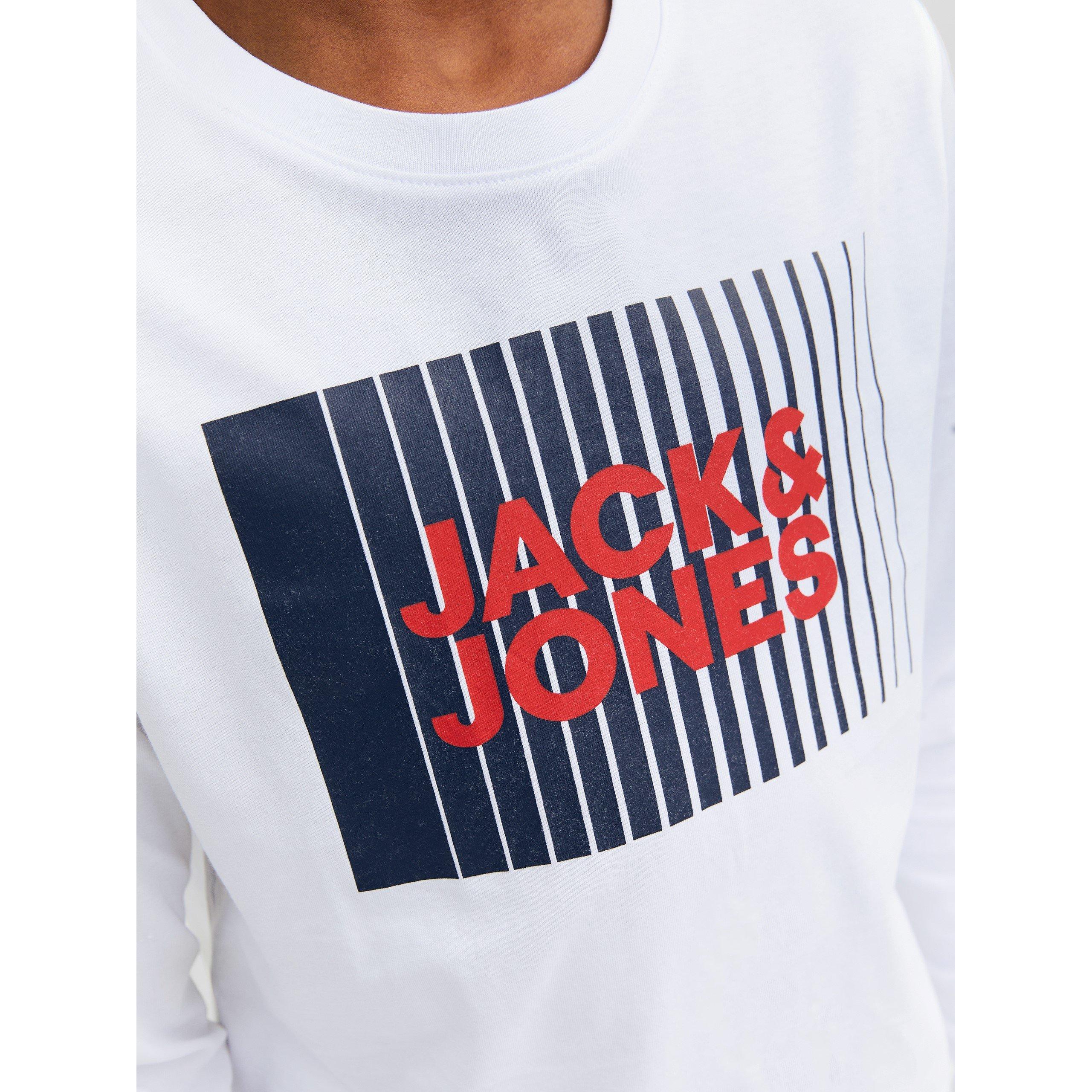 White - Jack and Jones - Kids' Junior&Junior Logo Long-Sleeve Regular Fit T-Shirt - 4
