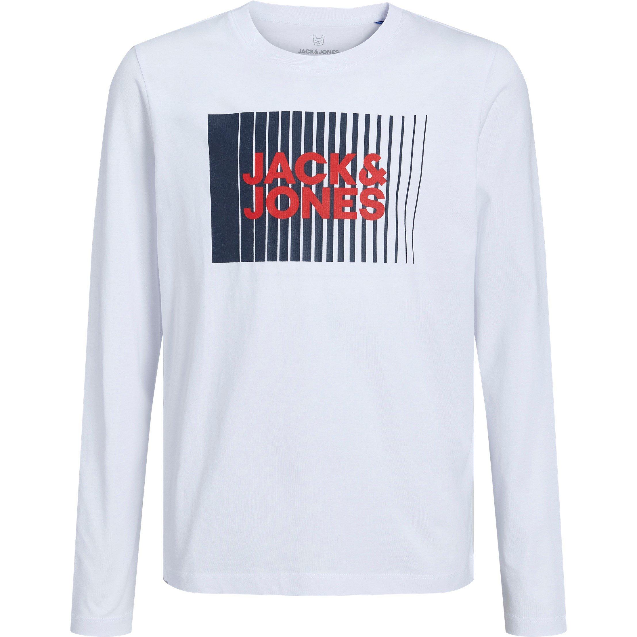 White - Jack and Jones - Kids' Junior&Junior Logo Long-Sleeve Regular Fit T-Shirt - 6