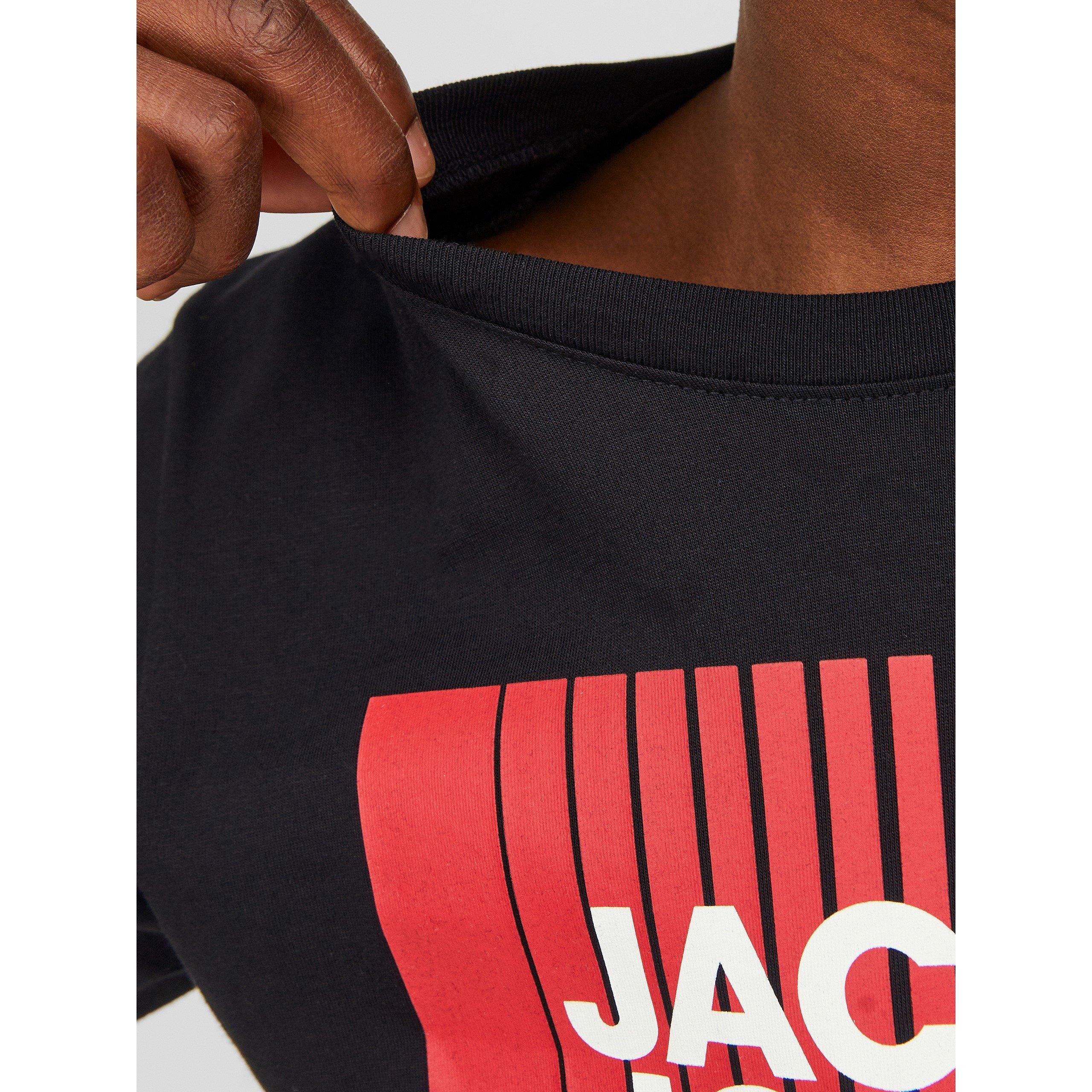Black - Jack and Jones - Junior&Junior Logo Long-Sleeve Regular Fit T-Shirt - 5
