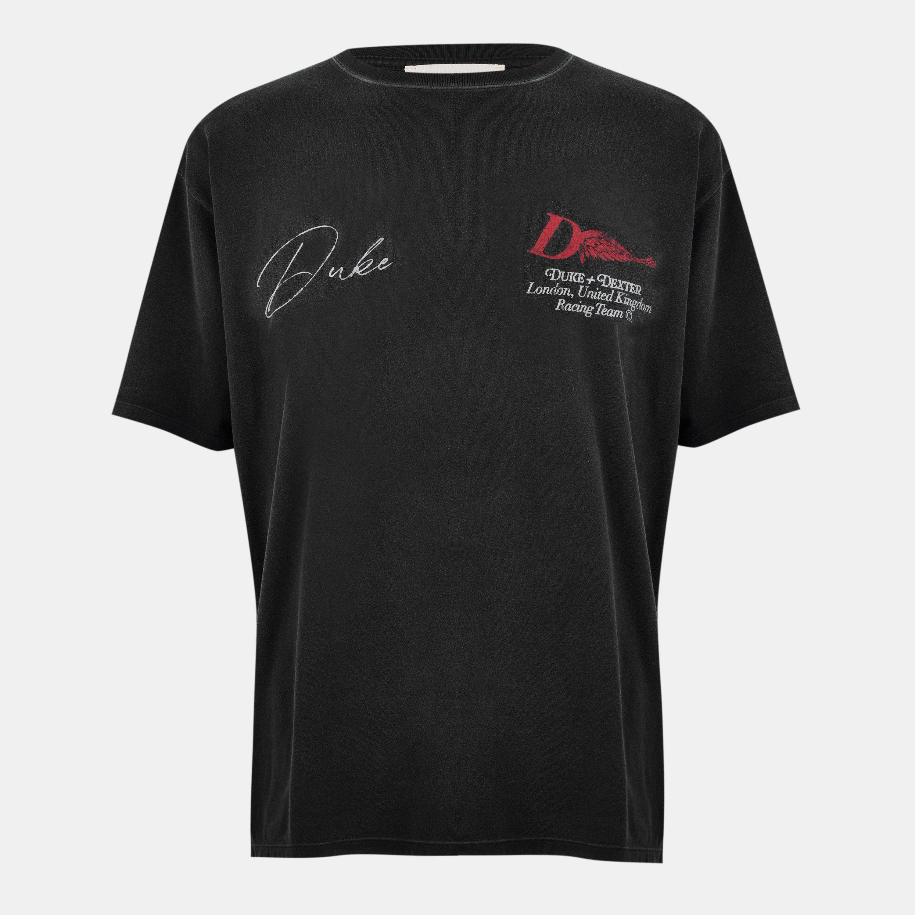 Duke and Dexter Men's Oversized T-Shirt - Washed Black - Small