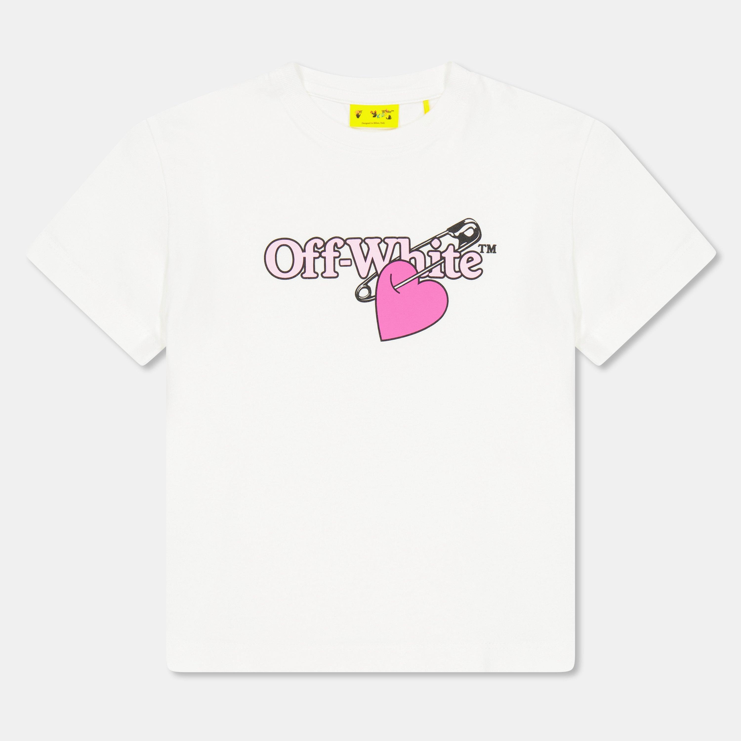 Wht/Pnk 0132 - Off White - Kids' Heart Print T-Shirt - 1