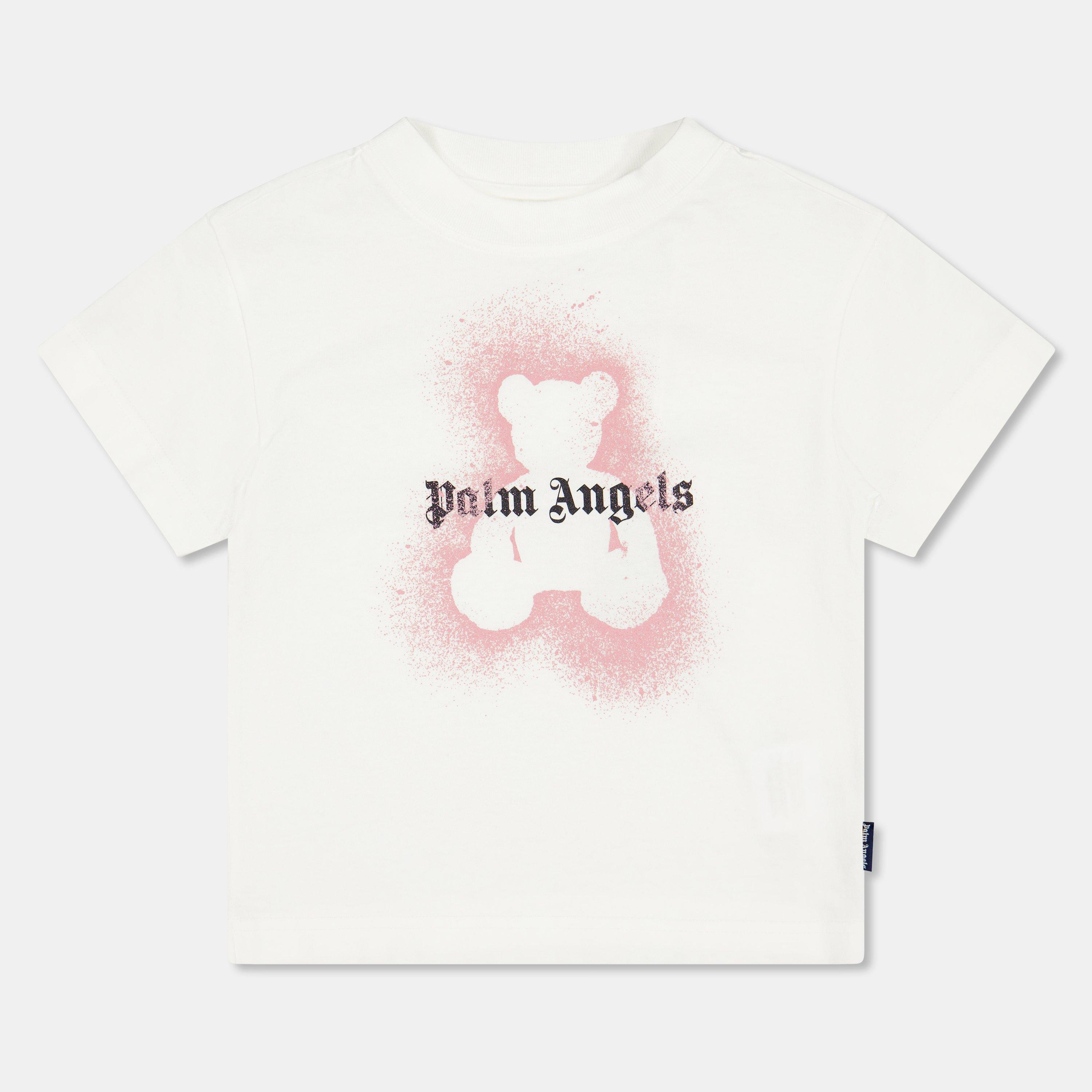 Palm Angels  Kids ' T-Shirt - Wht/Pnk 0330 - 8Y