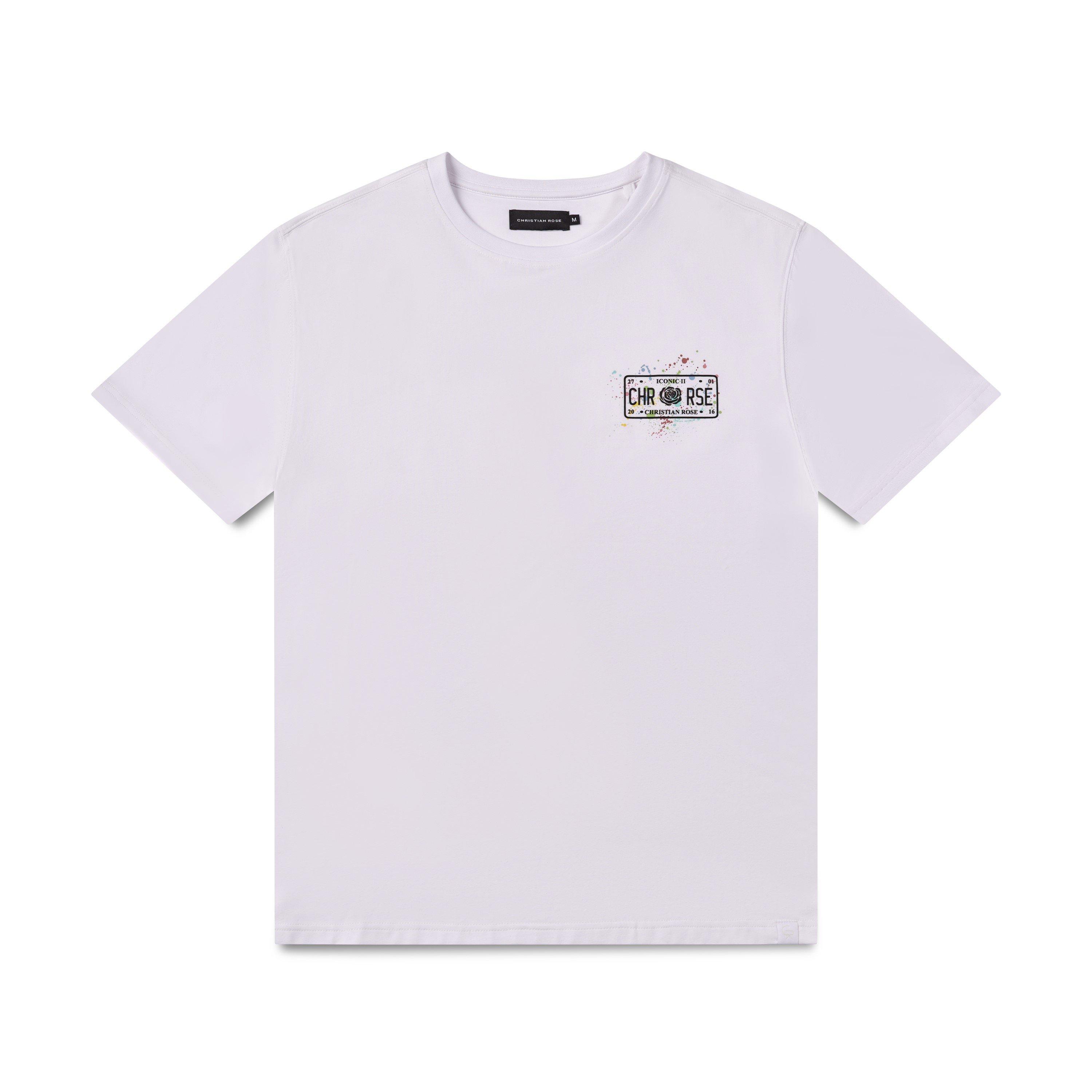 Wit - Christian Rose - Men's Left-Chest Paint-Splat Plate Cotton Oversized-Fit T-Shirt - 1