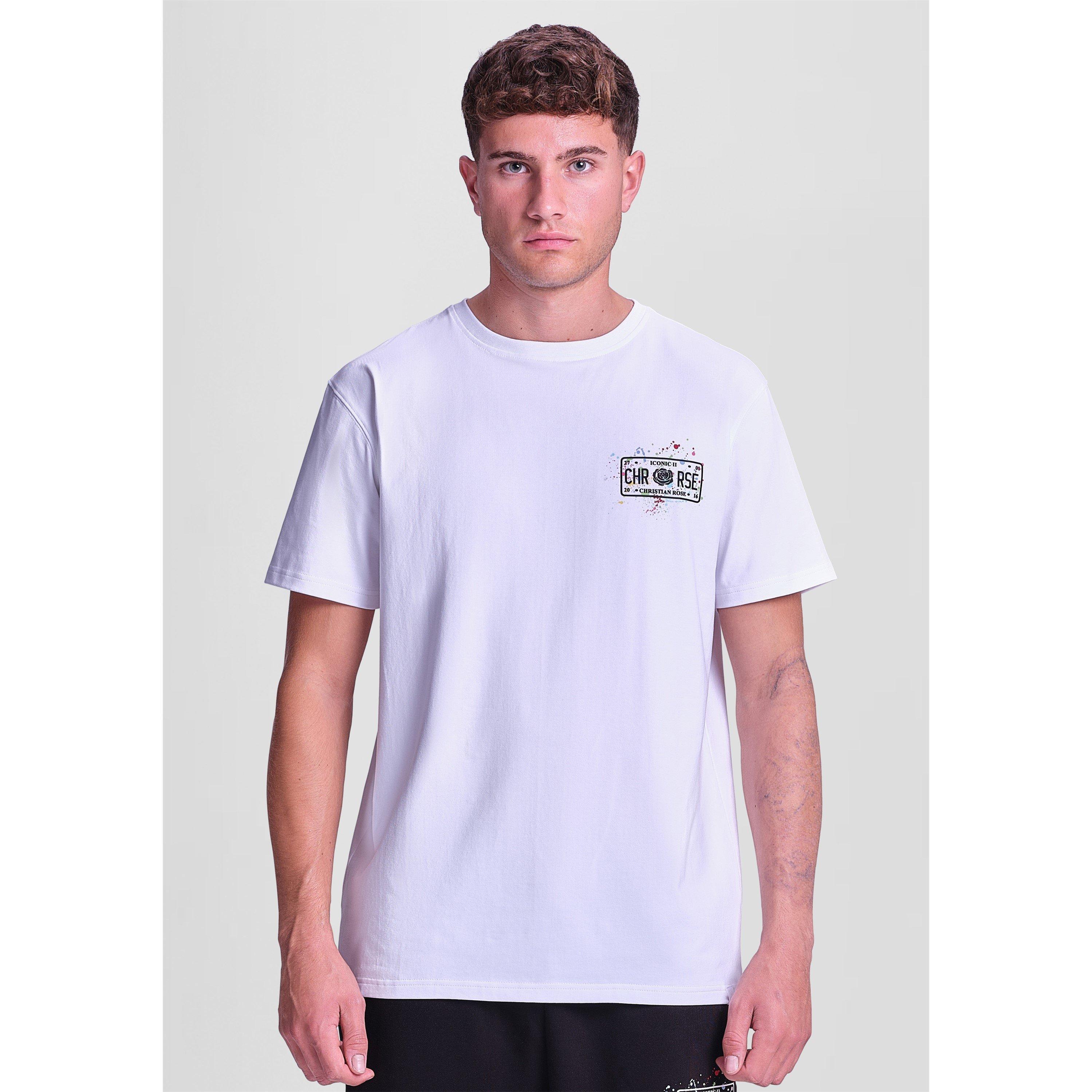Wit - Christian Rose - Men's Left-Chest Paint-Splat Plate Cotton Oversized-Fit T-Shirt - 3