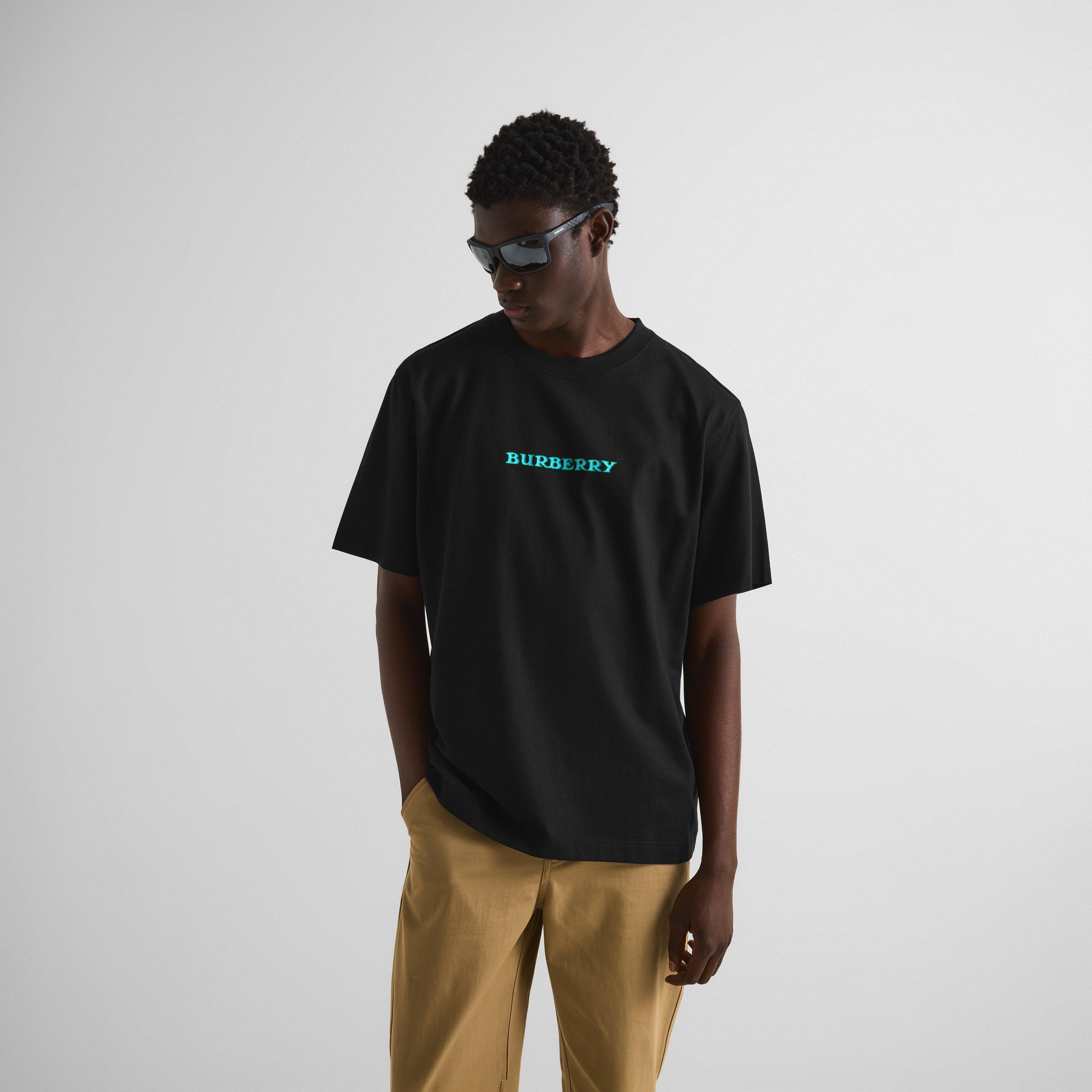 Black - Burberry - Men's Ryan Big EKD Cotton Graphic Short-Sleeve T-Shirt - 3