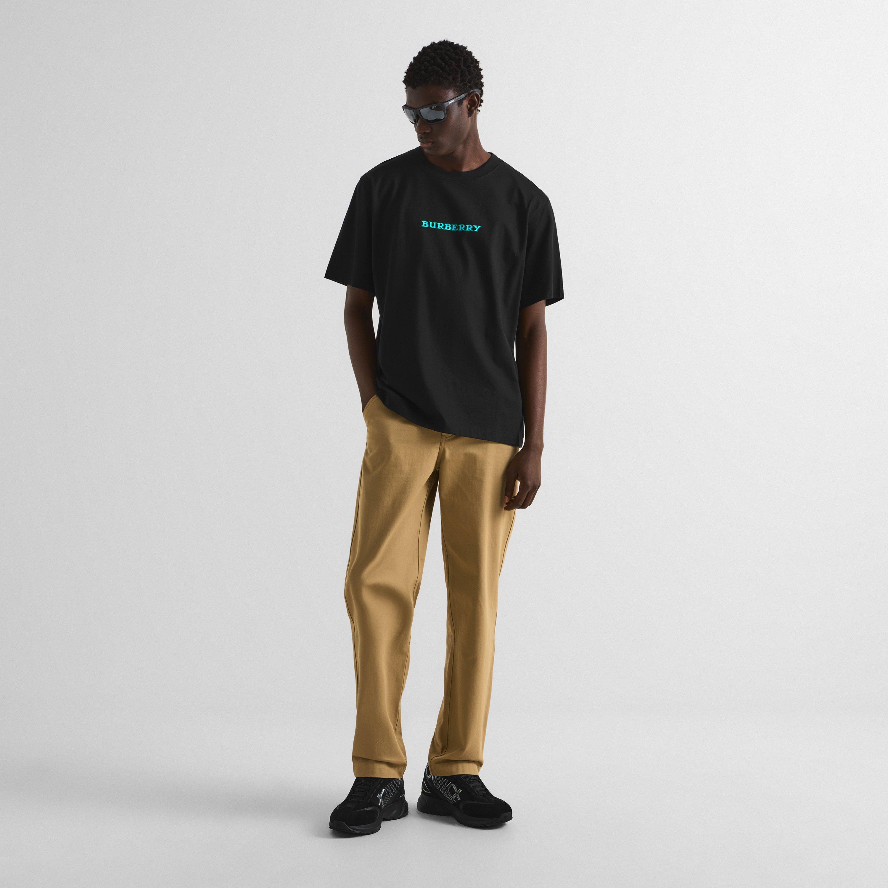 Black - Burberry - Men's Ryan Big EKD Cotton Graphic Short-Sleeve T-Shirt - 6