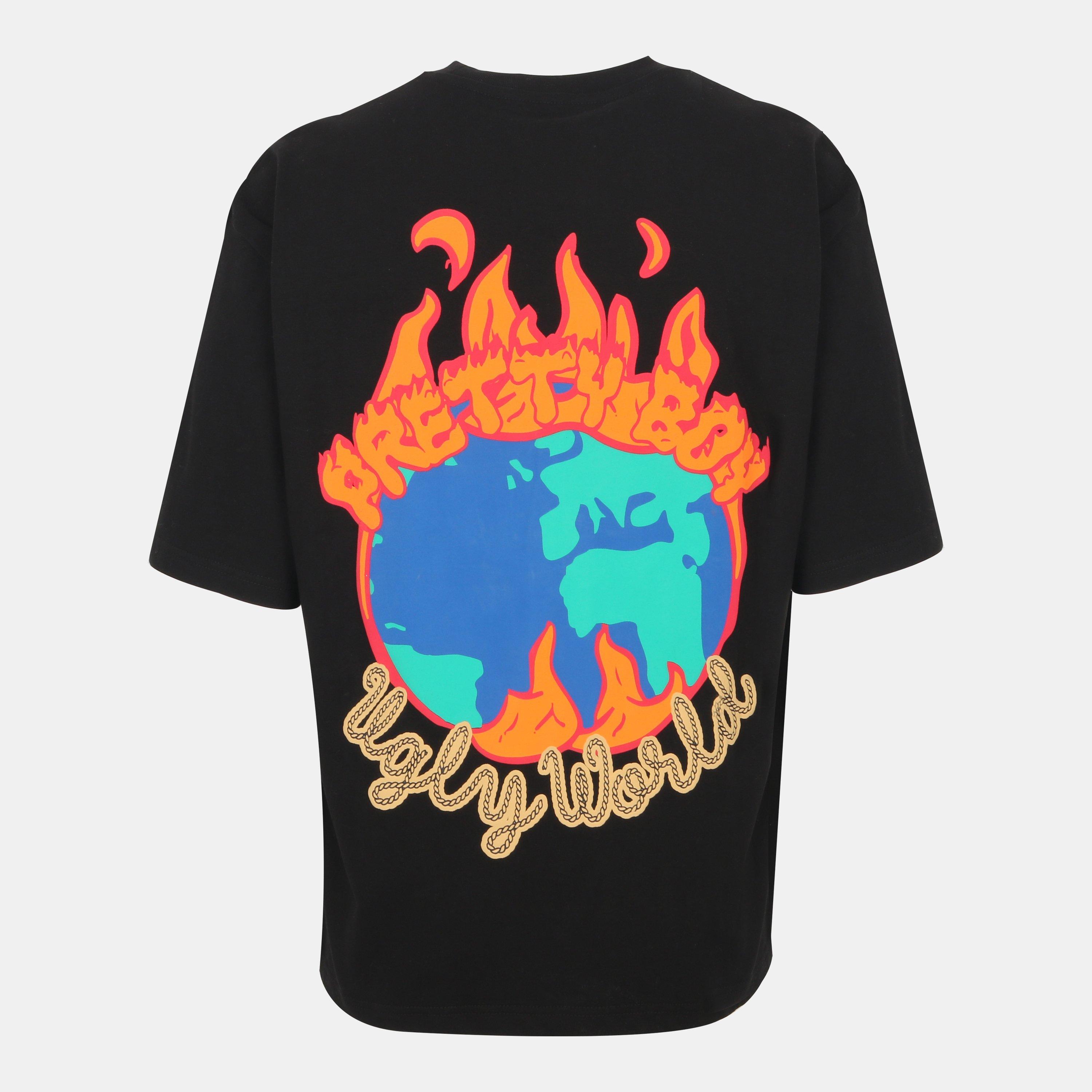 Black/World - Pretty Boy Ugly World - Men's Fire Regular Fit T-Shirt - 2
