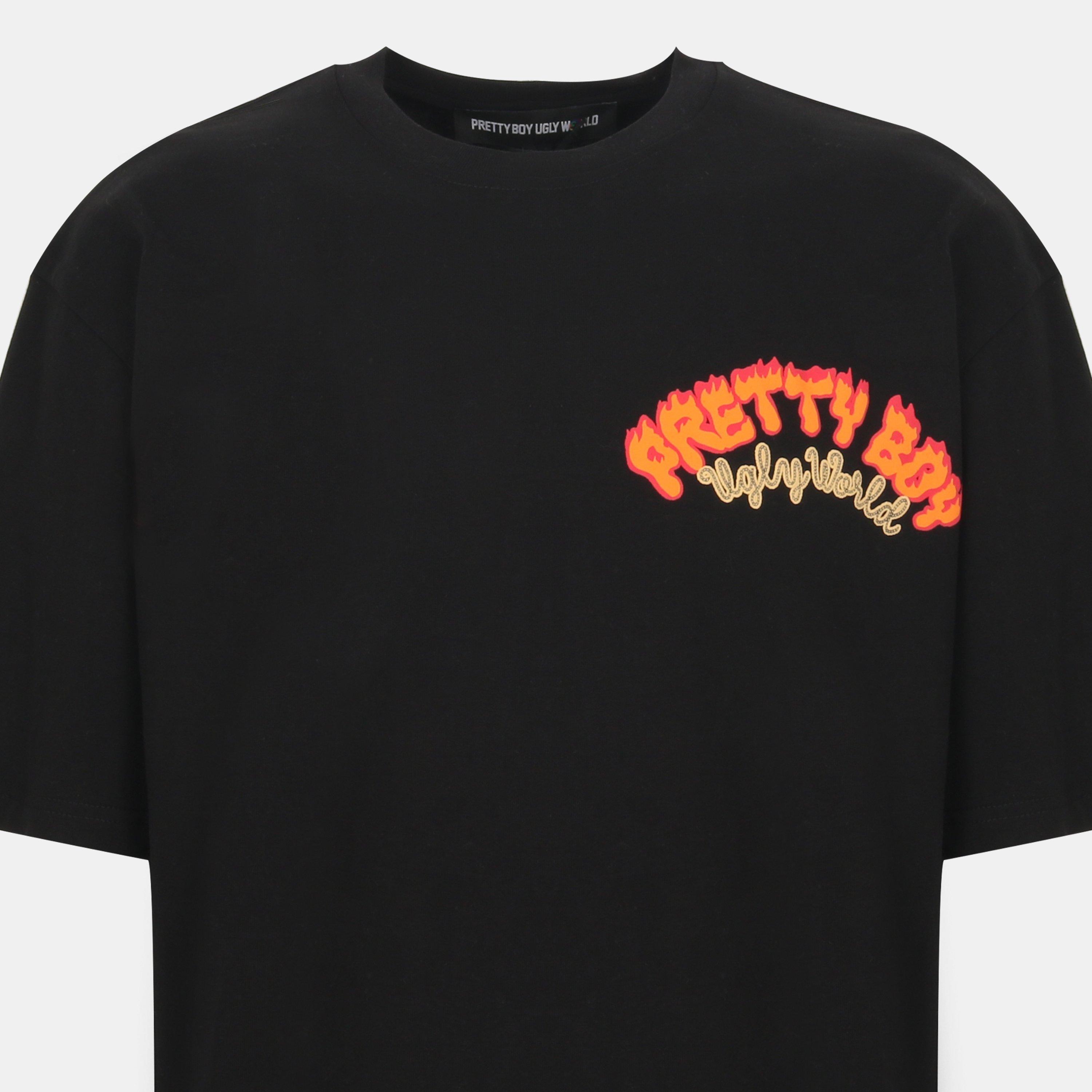 Black/World - Pretty Boy Ugly World - Men's Fire Regular Fit T-Shirt - 3