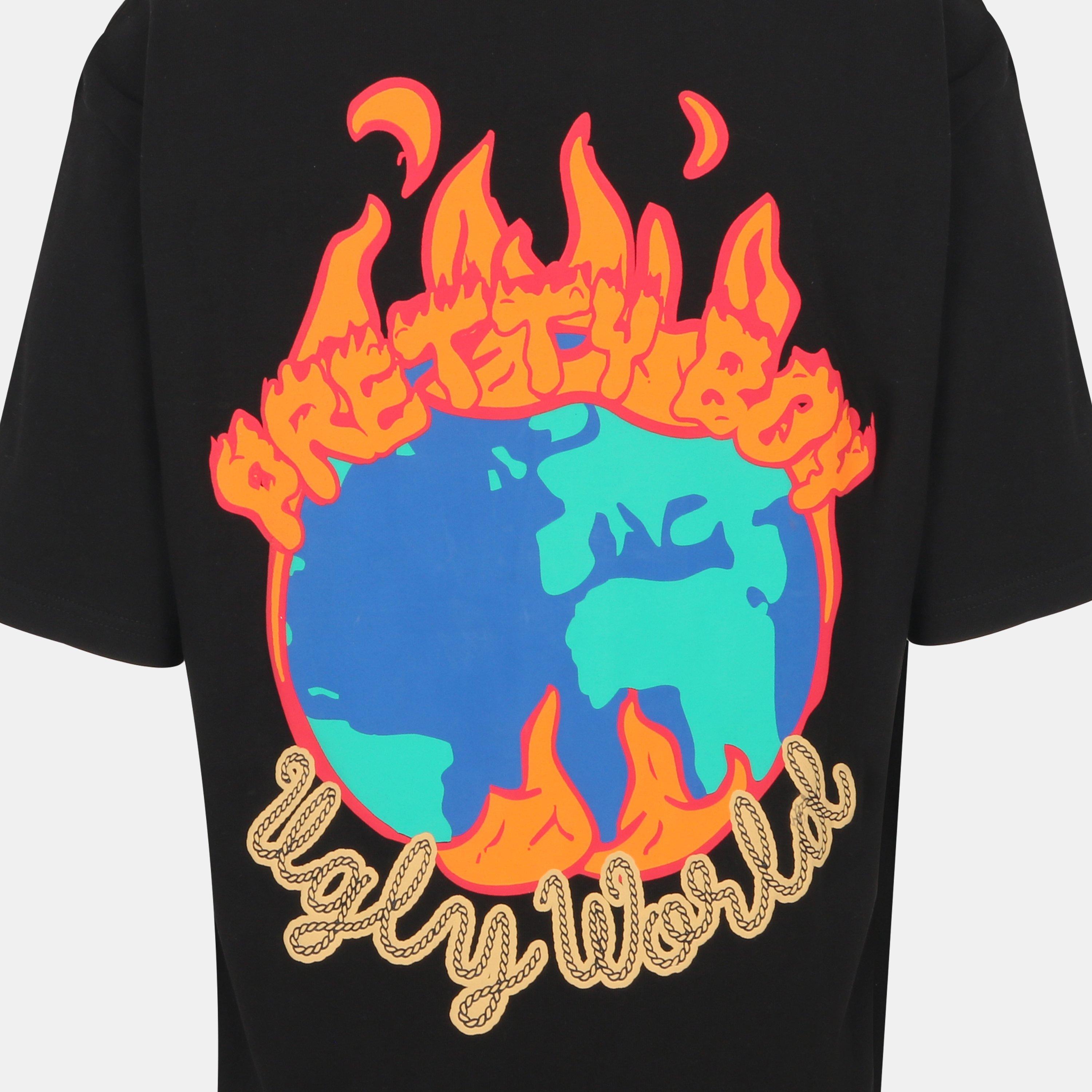 Black/World - Pretty Boy Ugly World - Men's Fire Regular Fit T-Shirt - 4