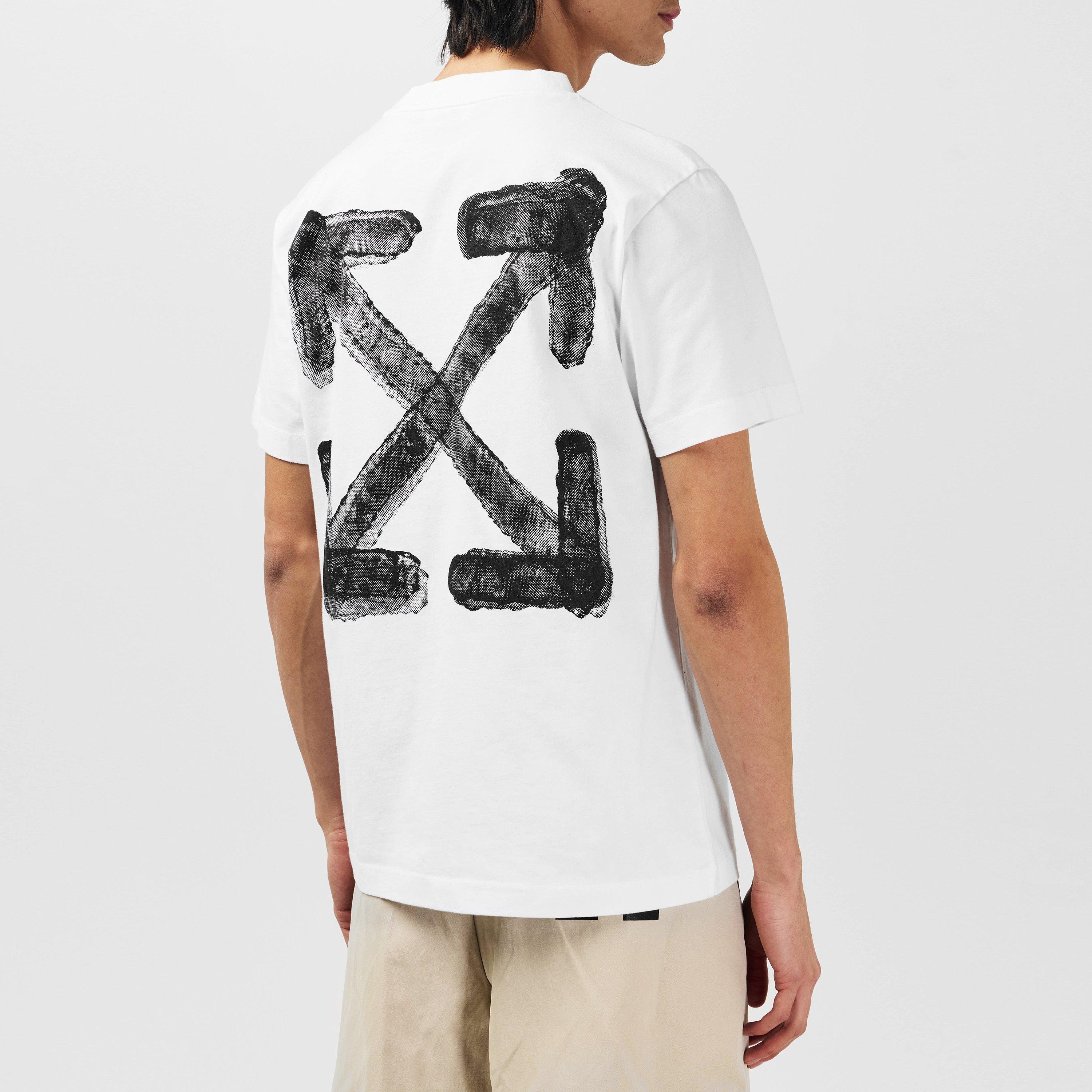 White/Black - Off White - Men's Spray Arrow T-Shirt, Distinctive Logo - 4