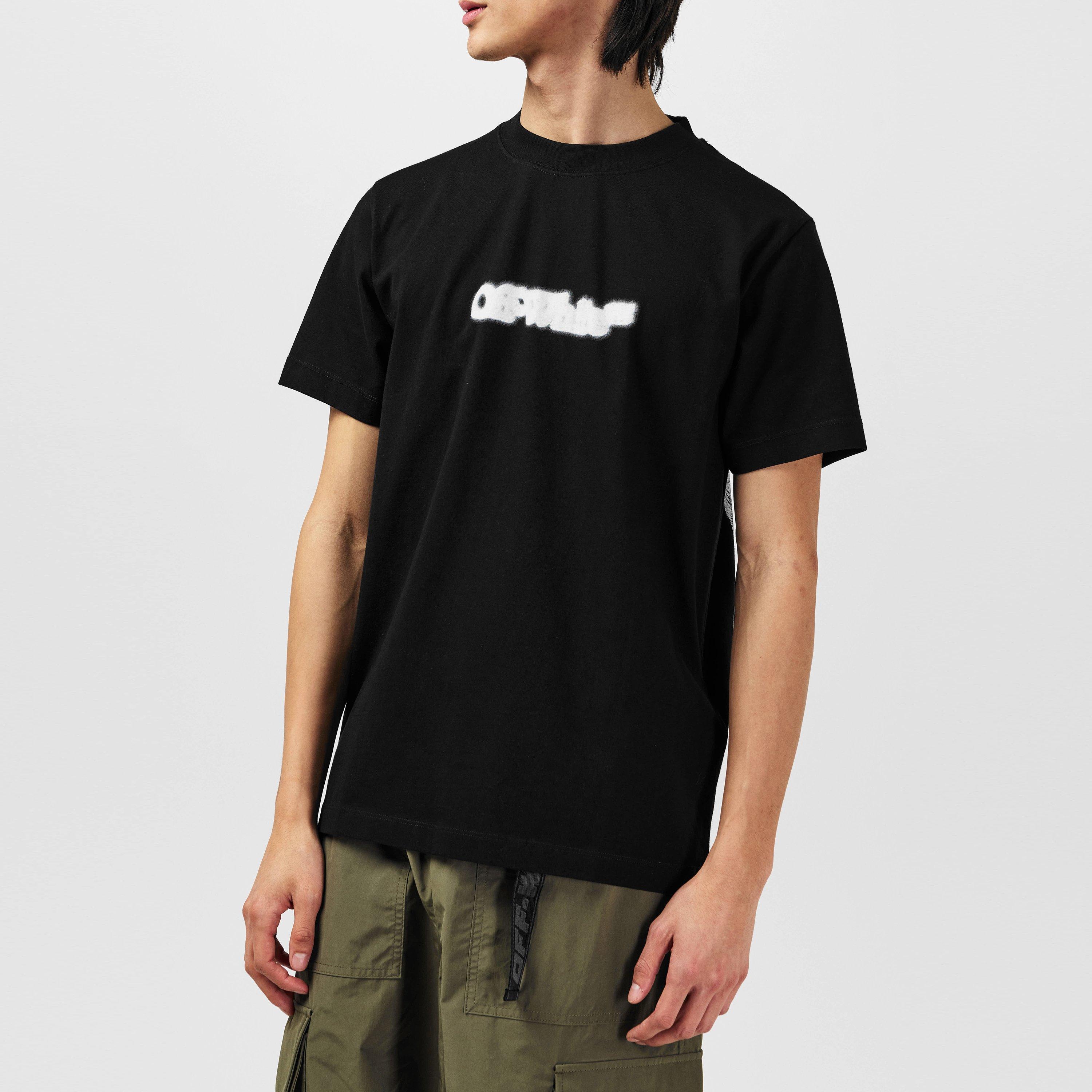 Black/White - Off White - Men's Spray Arrow Logo Cotton Short Sleeve T-Shirt - 3