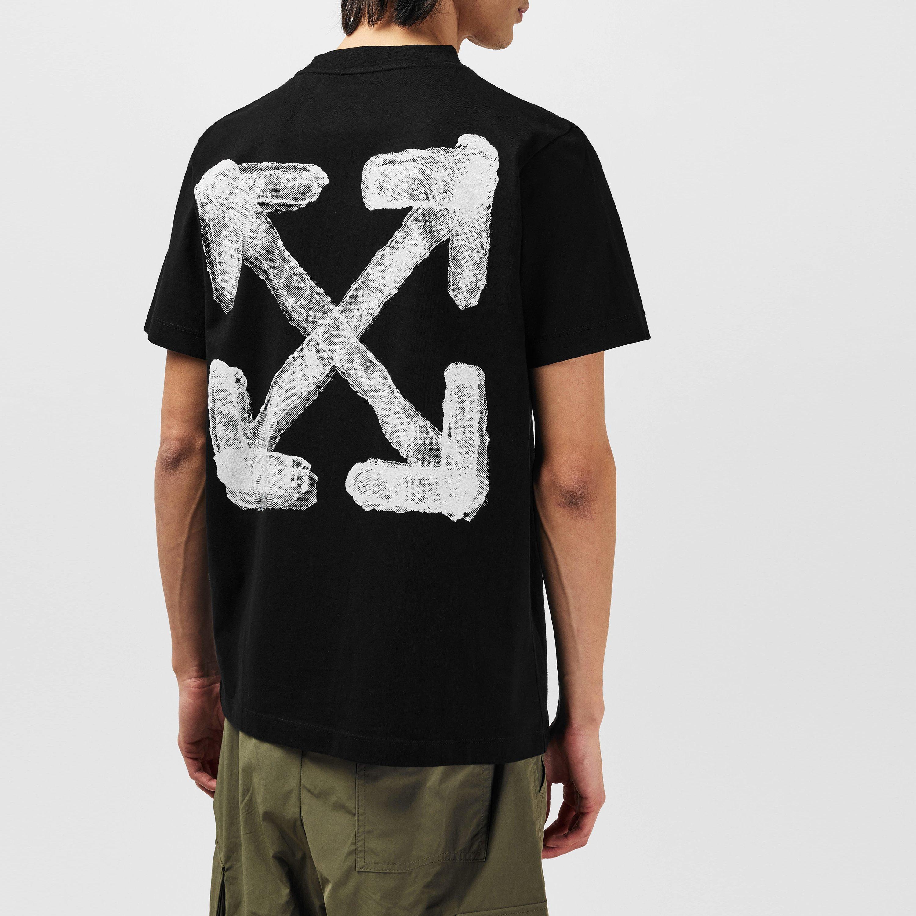 Black/White - Off White - Men's Spray Arrow Logo Cotton Short Sleeve T-Shirt - 4