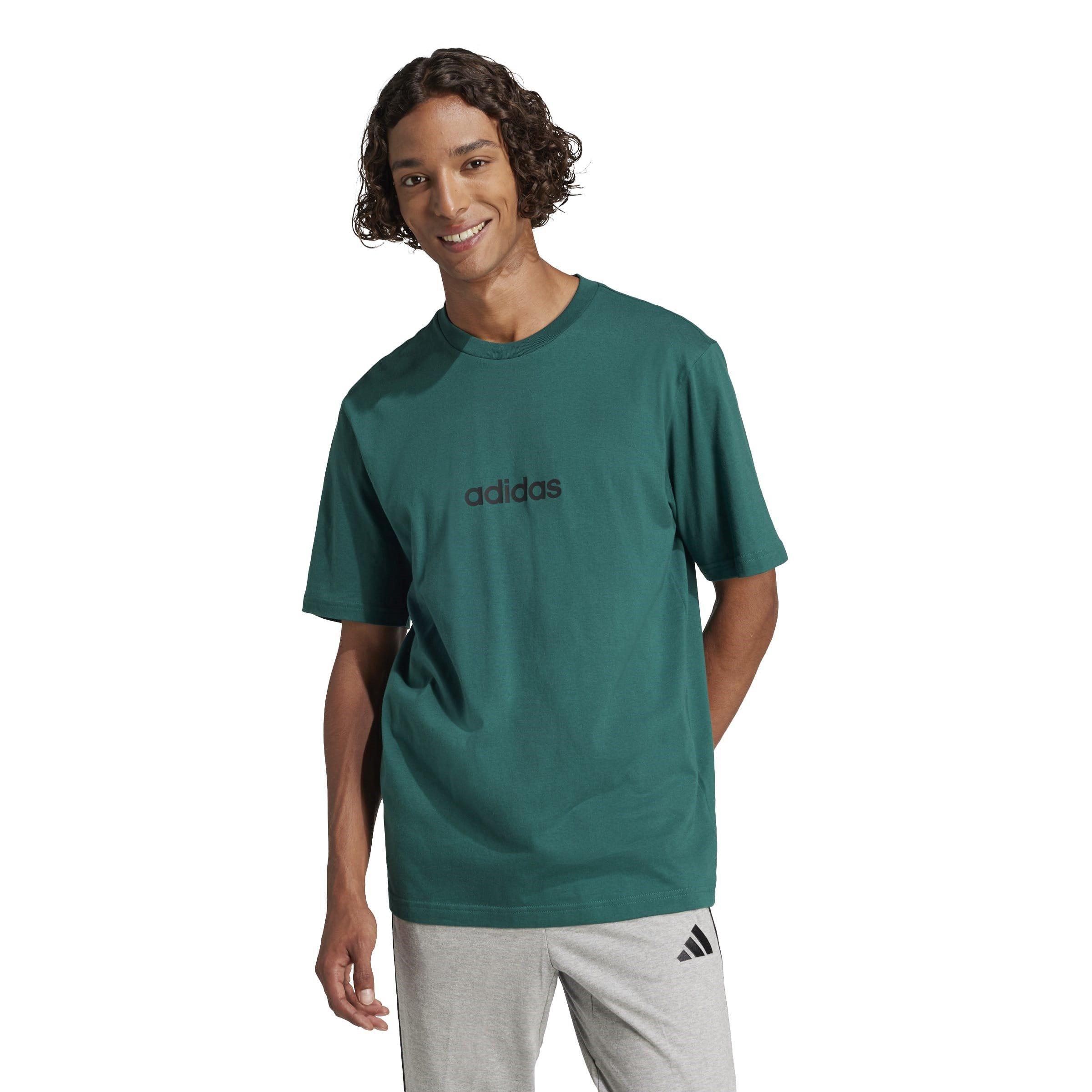 Green/Black - adidas - Essentials Linear Single Jersey T-shirt Adults - 2