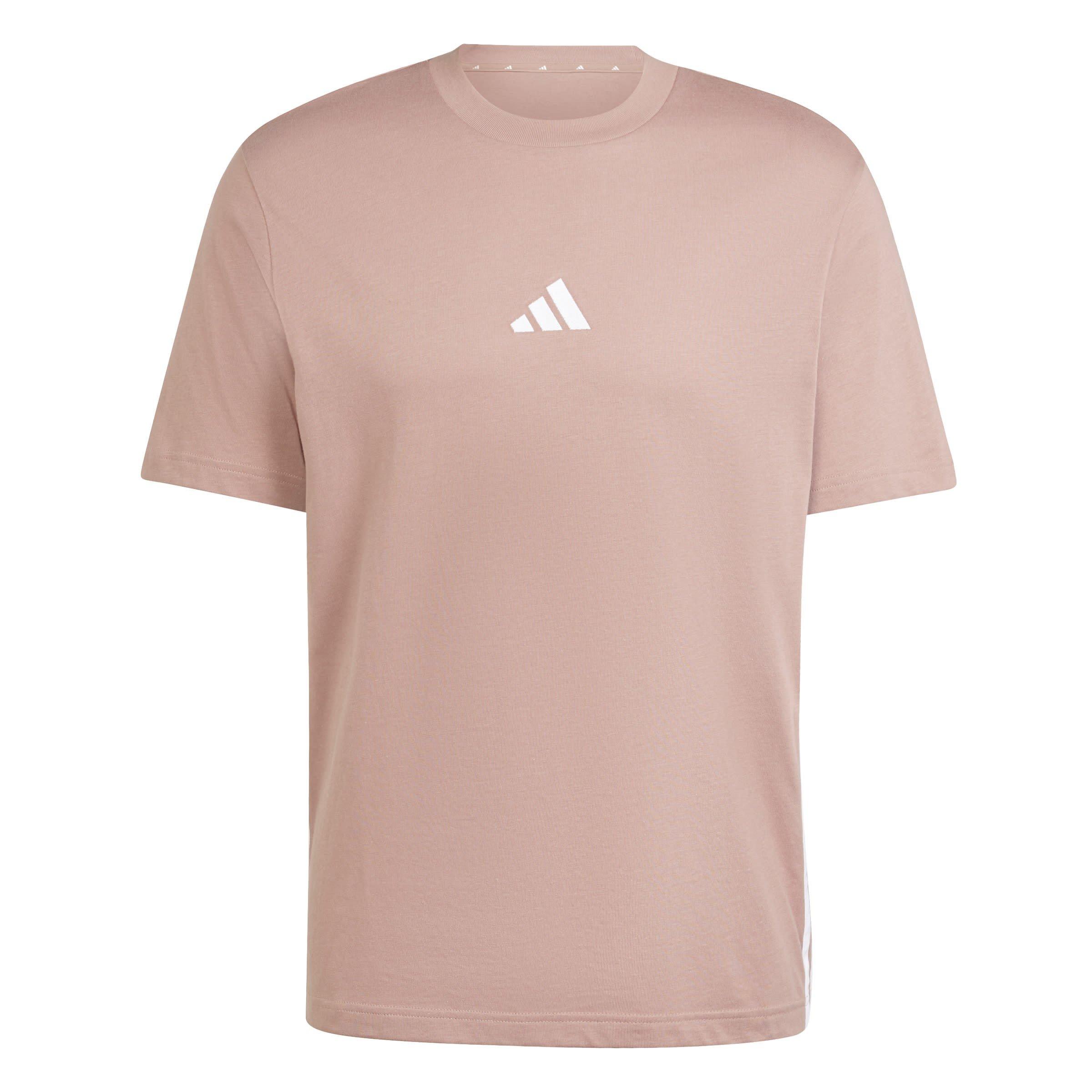 Warm Clay/White - adidas - Essential Three Stripes Single Jersey Tee Mens - 1