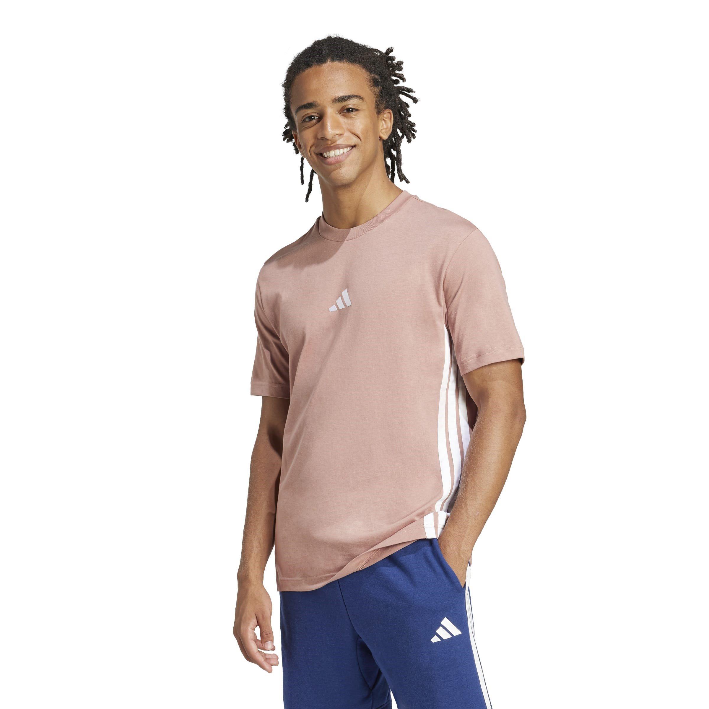 Warm Clay/White - adidas - Essential Three Stripes Single Jersey Tee Mens - 2
