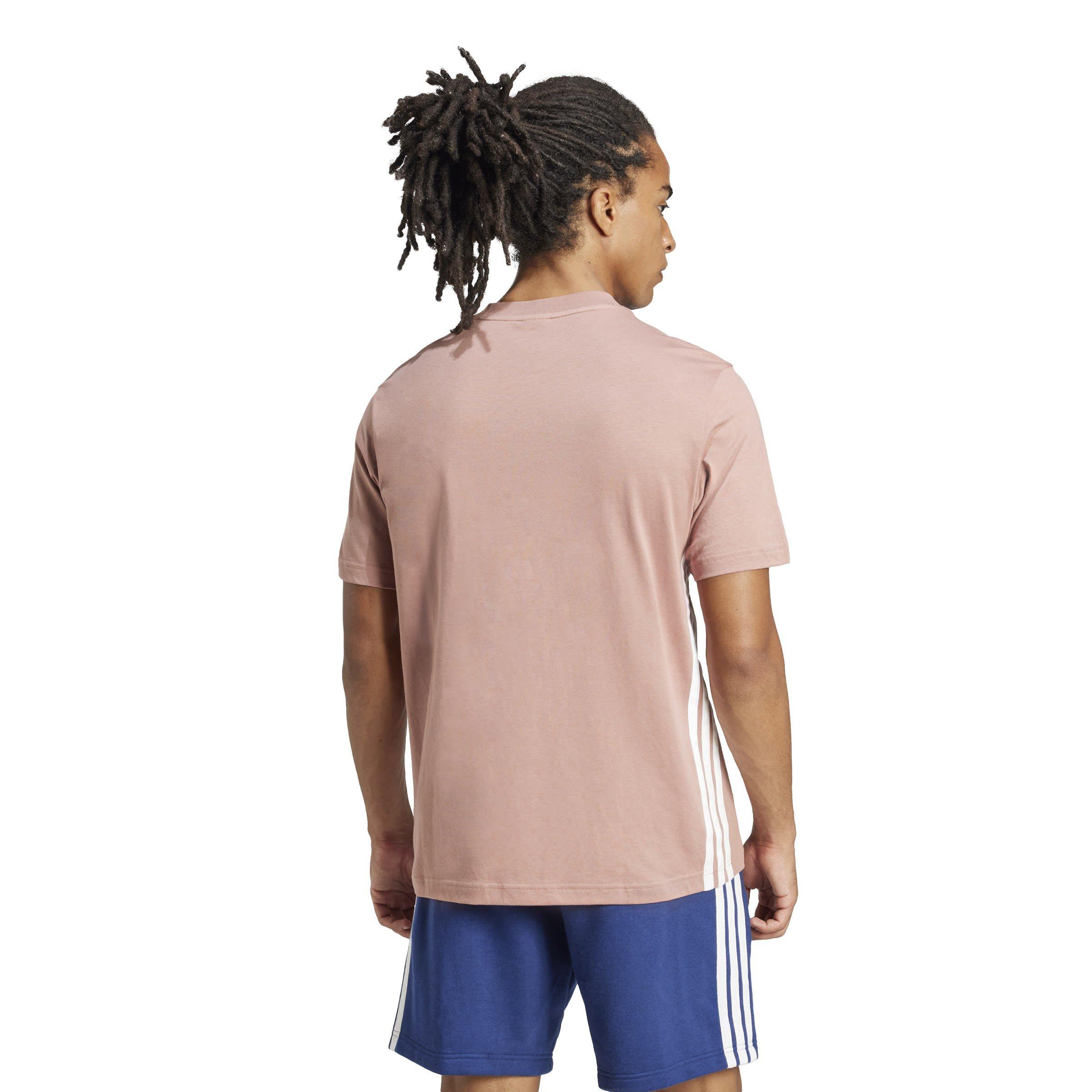 Warm Clay/White - adidas - Essential Three Stripes Single Jersey Tee Mens - 3