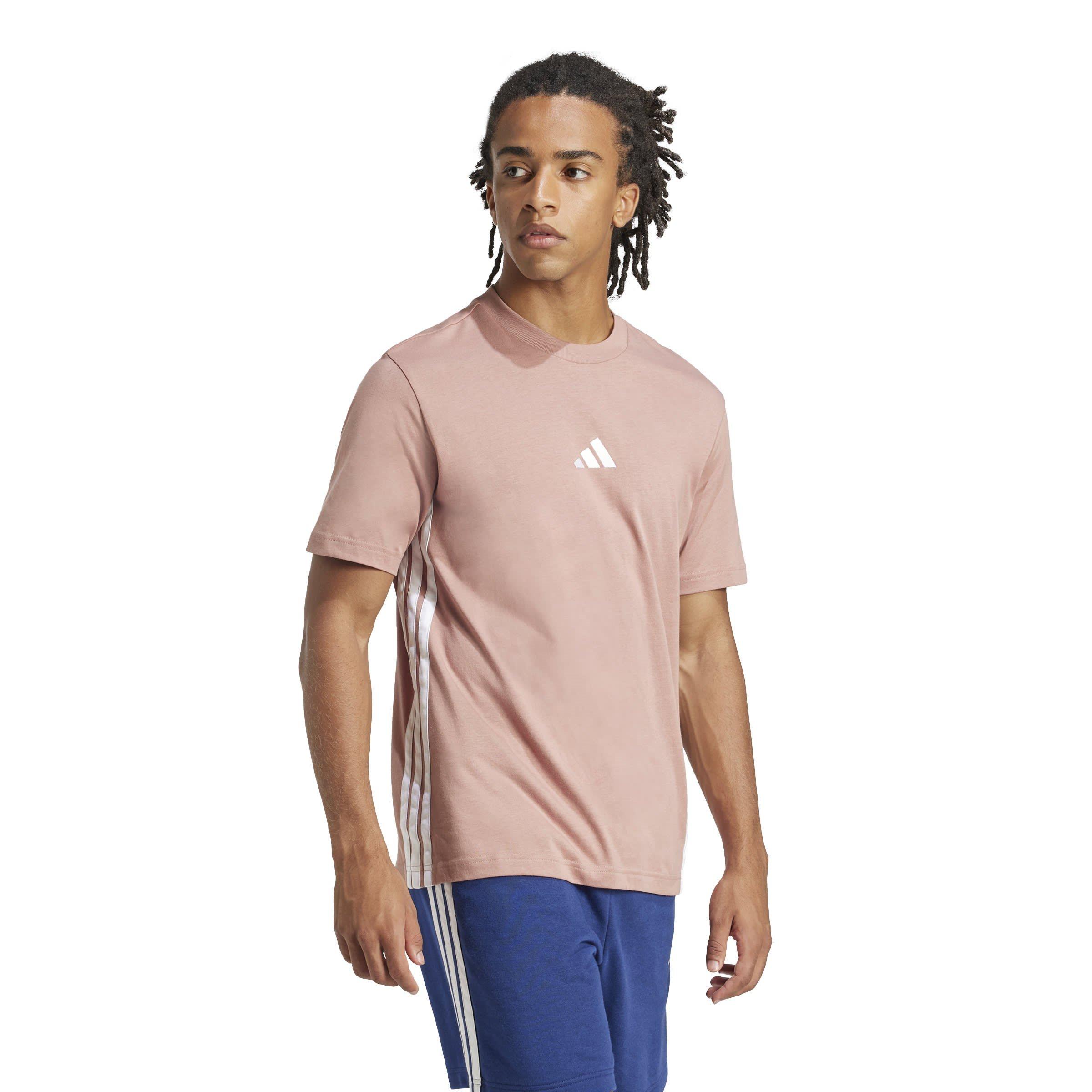 Warm Clay/White - adidas - Essential Three Stripes Single Jersey Tee Mens - 6