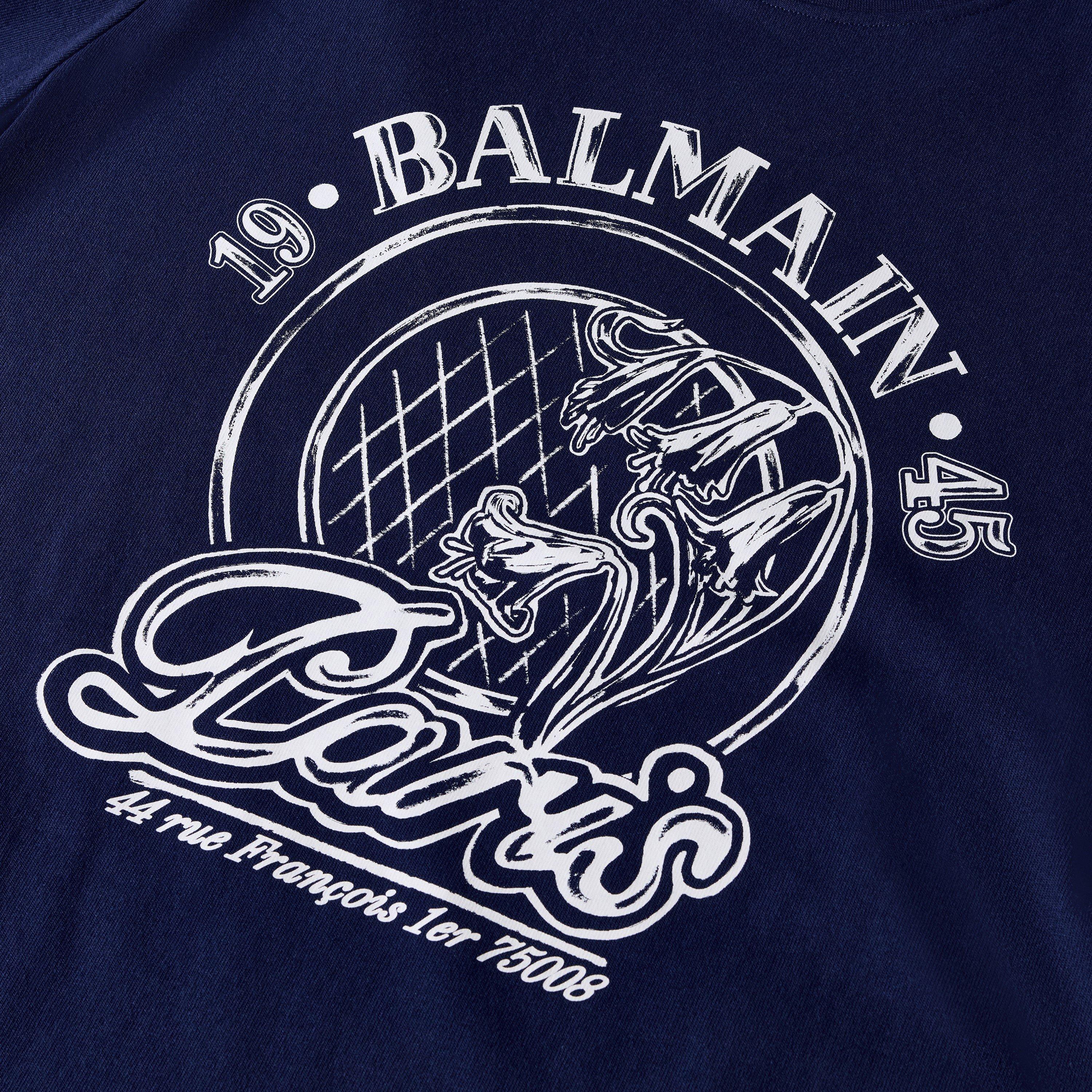 Navy - Balmain - Balmain Prnt Tee Sn64 - 3
