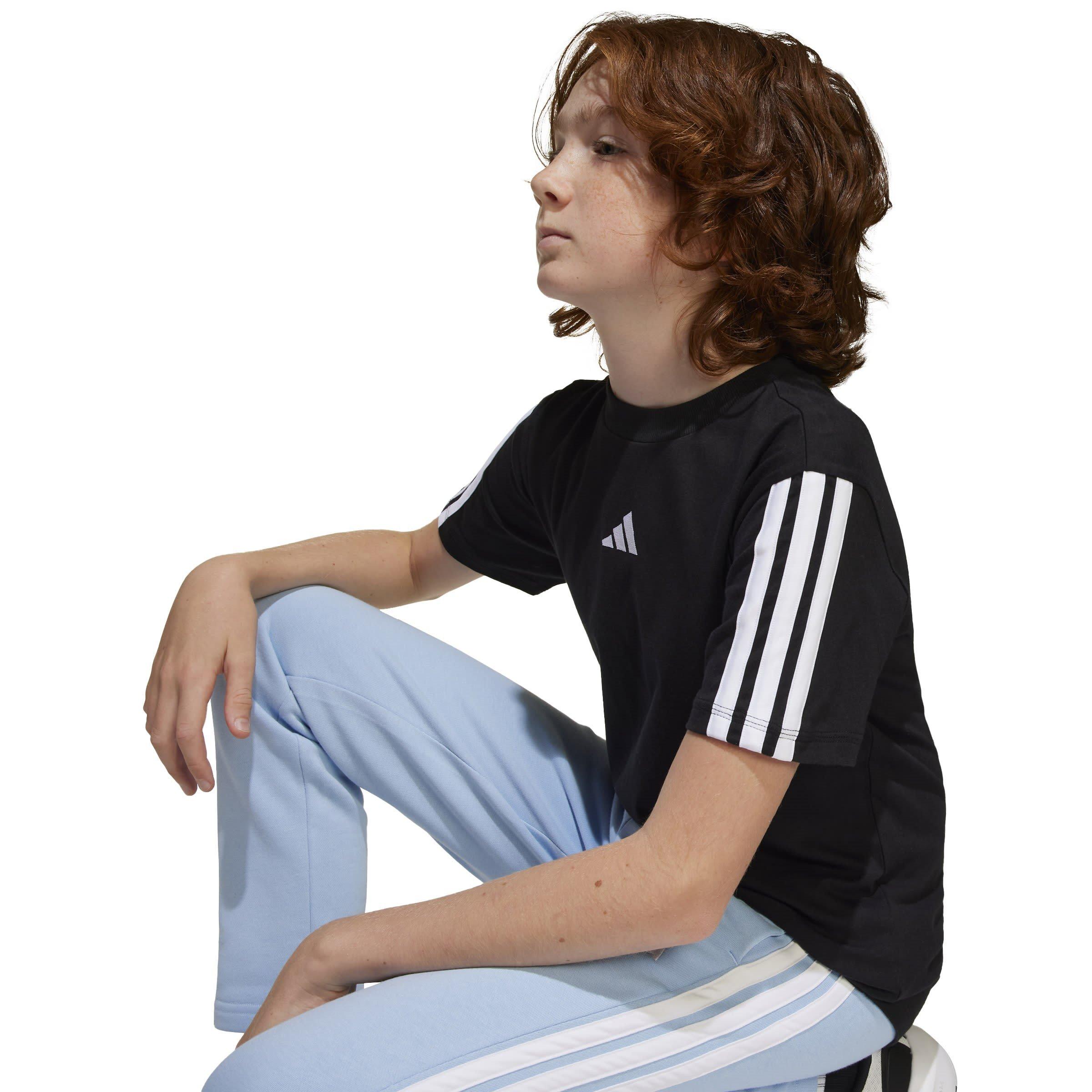 Black/White - adidas - 3 Stripe Essentials T-Shirt Childrens - 7