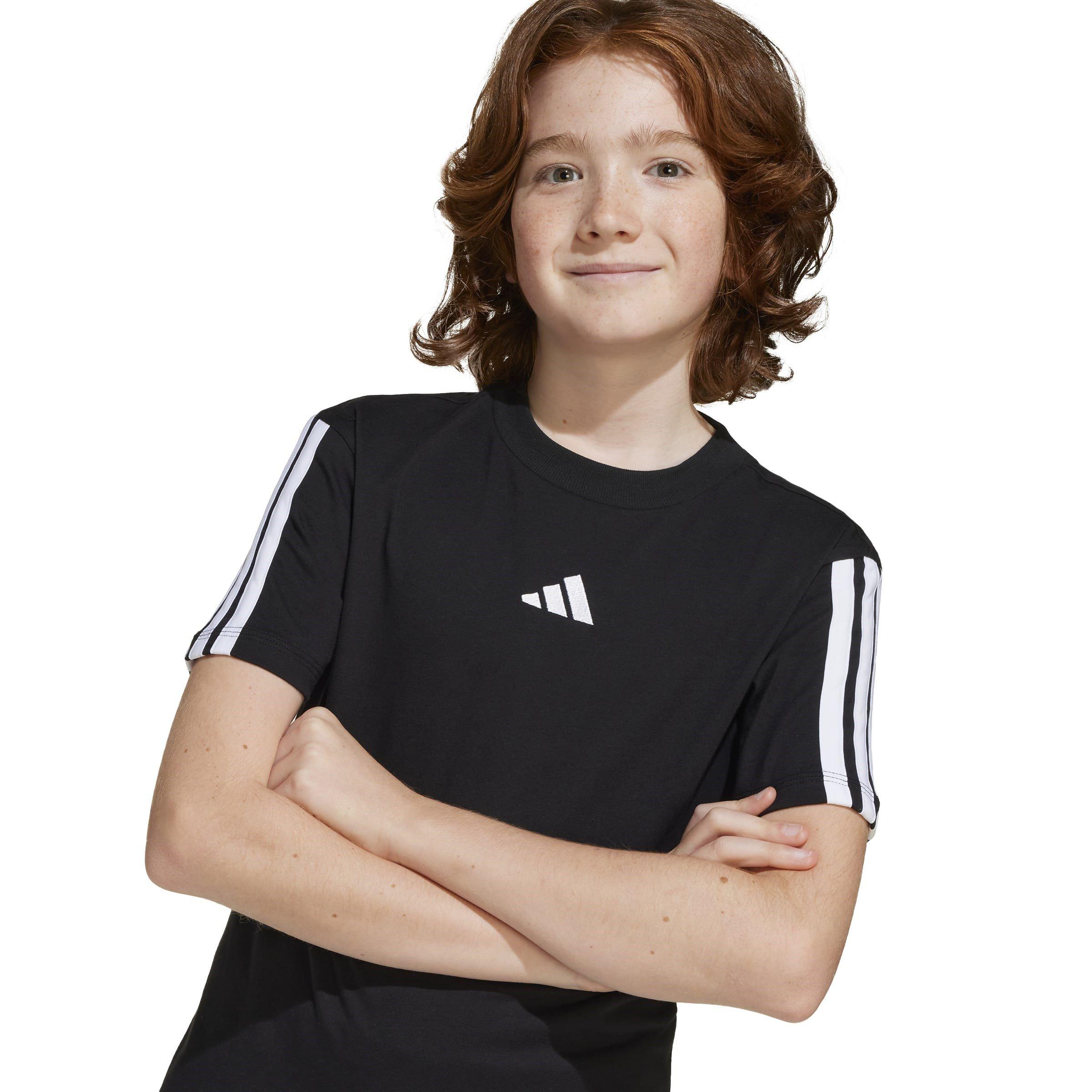 Black/White - adidas - 3 Stripe Essentials T-Shirt Childrens - 8