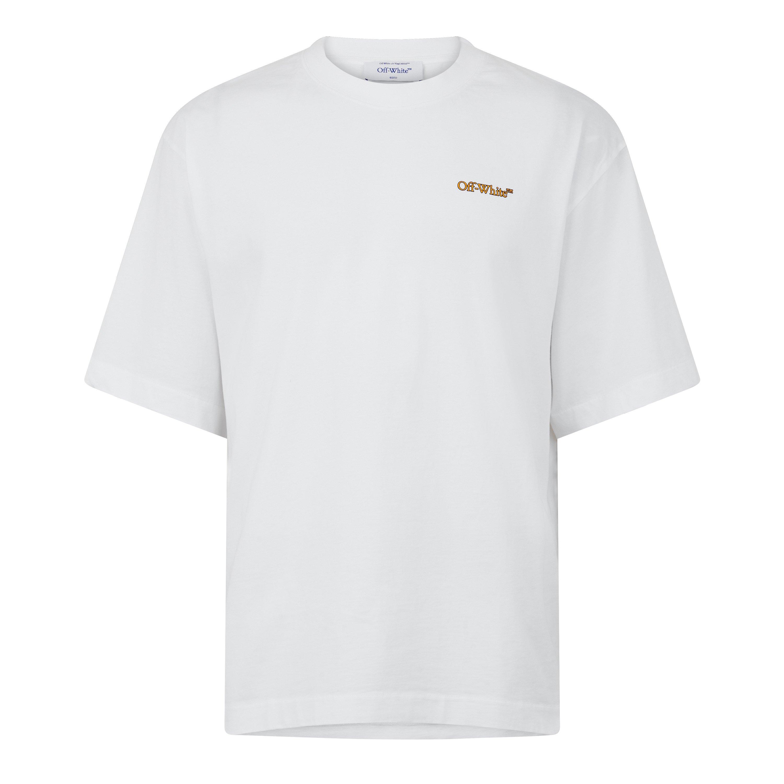 White - Off White - Men's Tape Skate Cotton Short Sleeve Crew Neck T-Shirt - 1