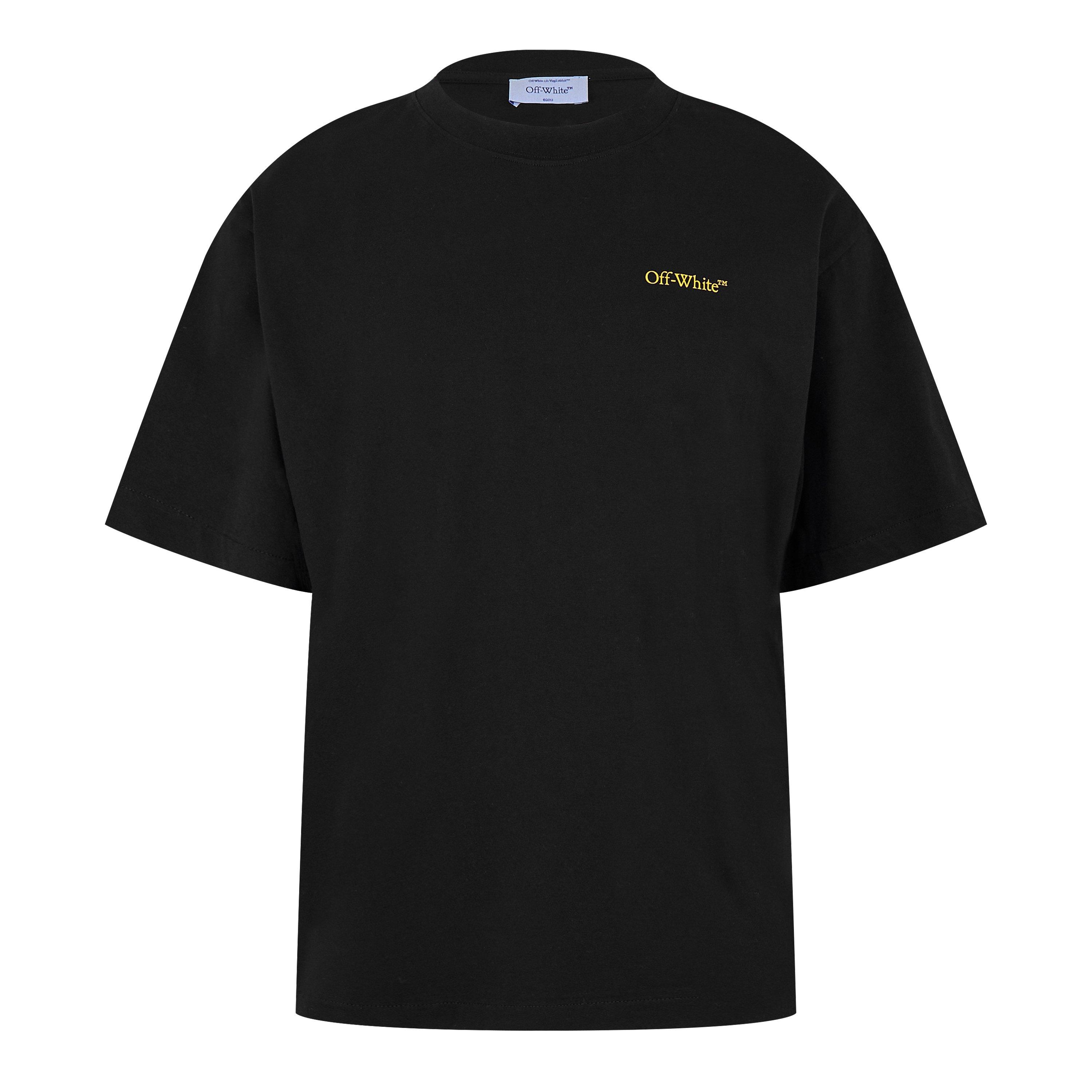 Black - Off White - Men's Tape Skate Cotton Short Sleeve Crew Neck T-Shirt - 7