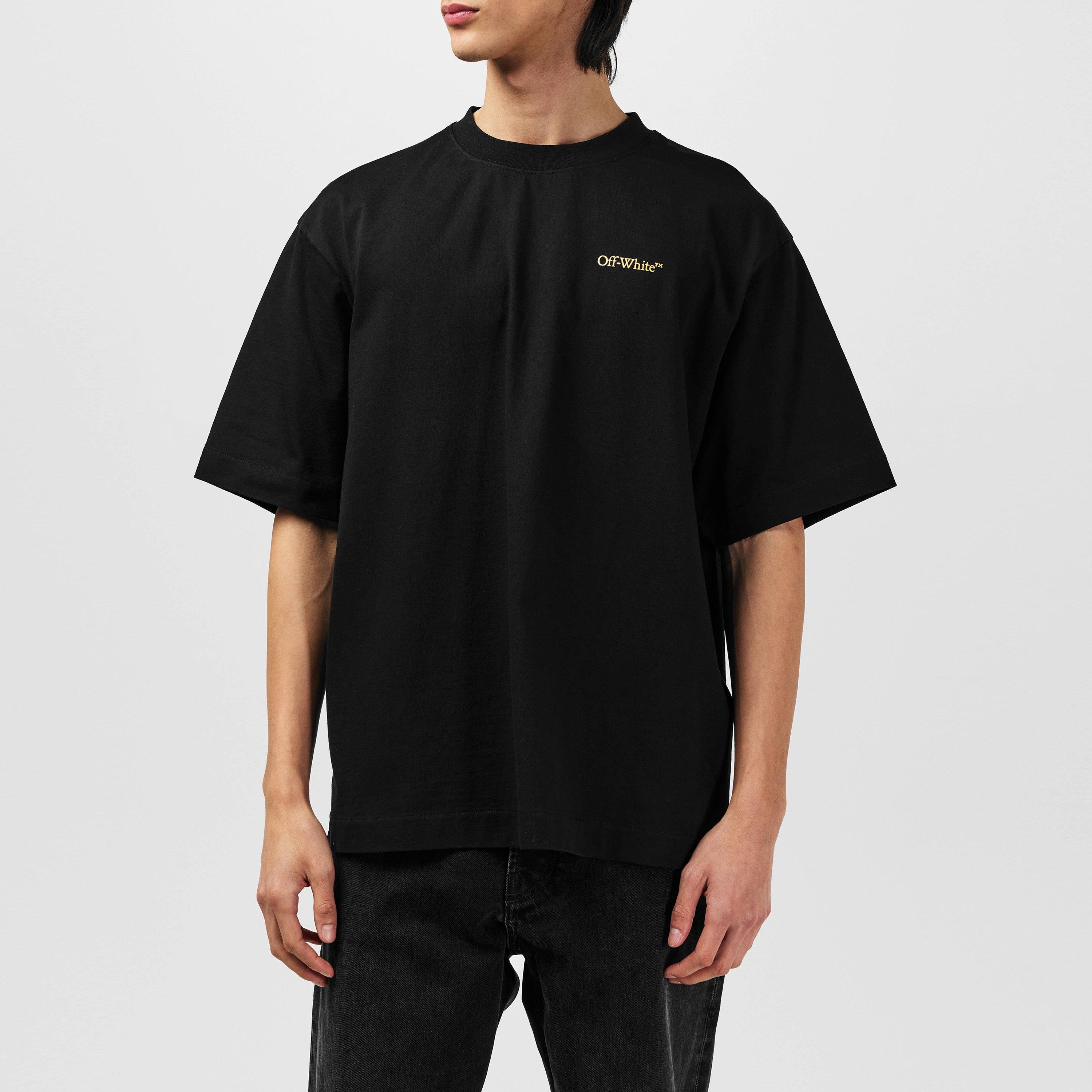 Black - Off White - Men's Tape Skate Cotton Short Sleeve Crew Neck T-Shirt - 3