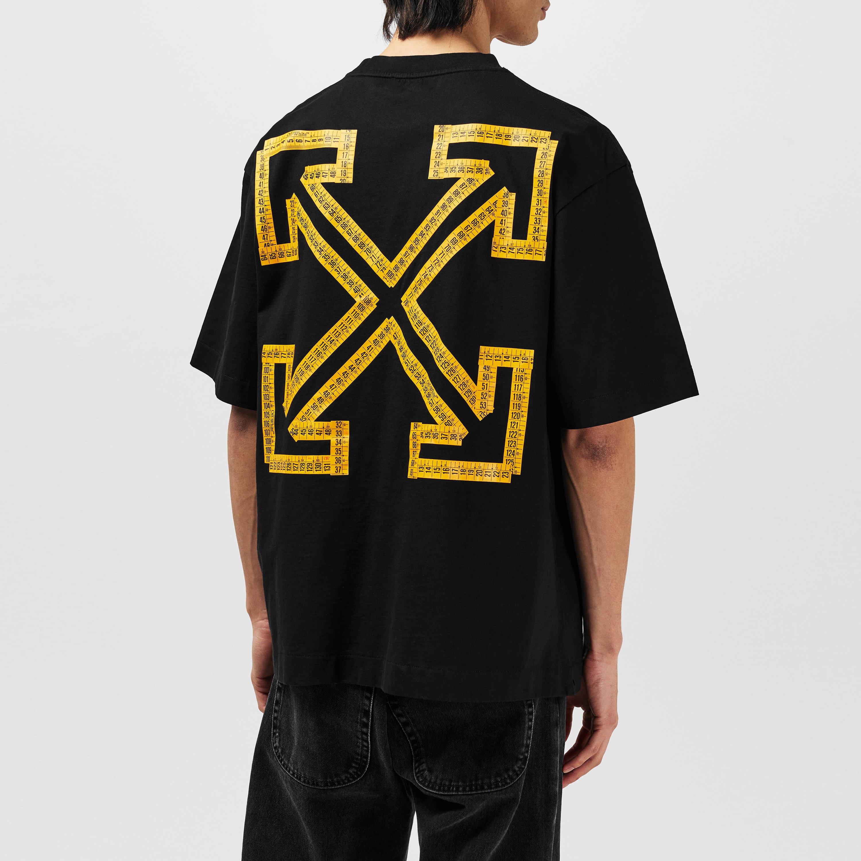 Black - Off White - Men's Tape Skate Cotton Short Sleeve Crew Neck T-Shirt - 4