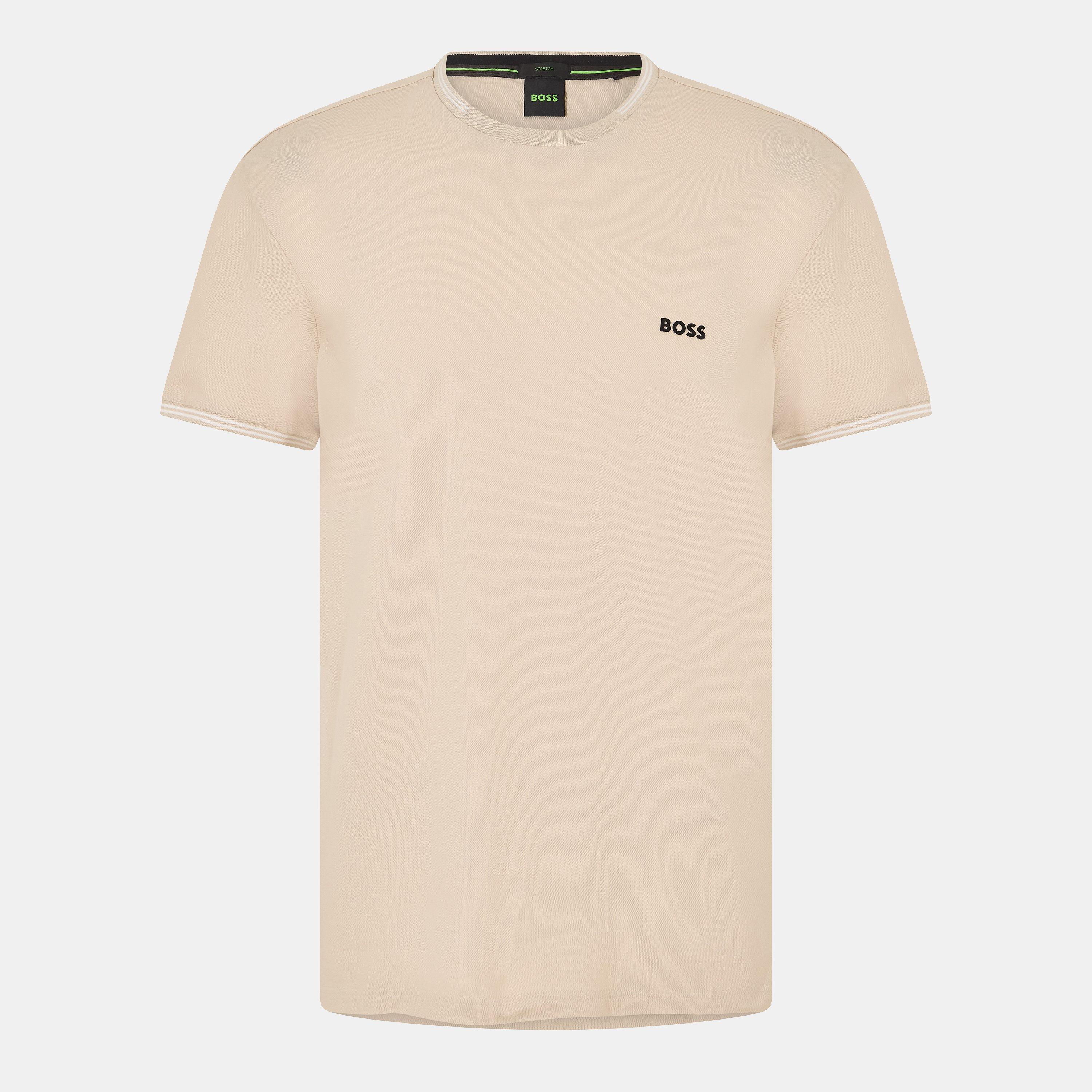 Boss Men's Green Short Sleeve T-Shirt With Logo Detail (Taul Regular Fit) - Open Beige - 2XL