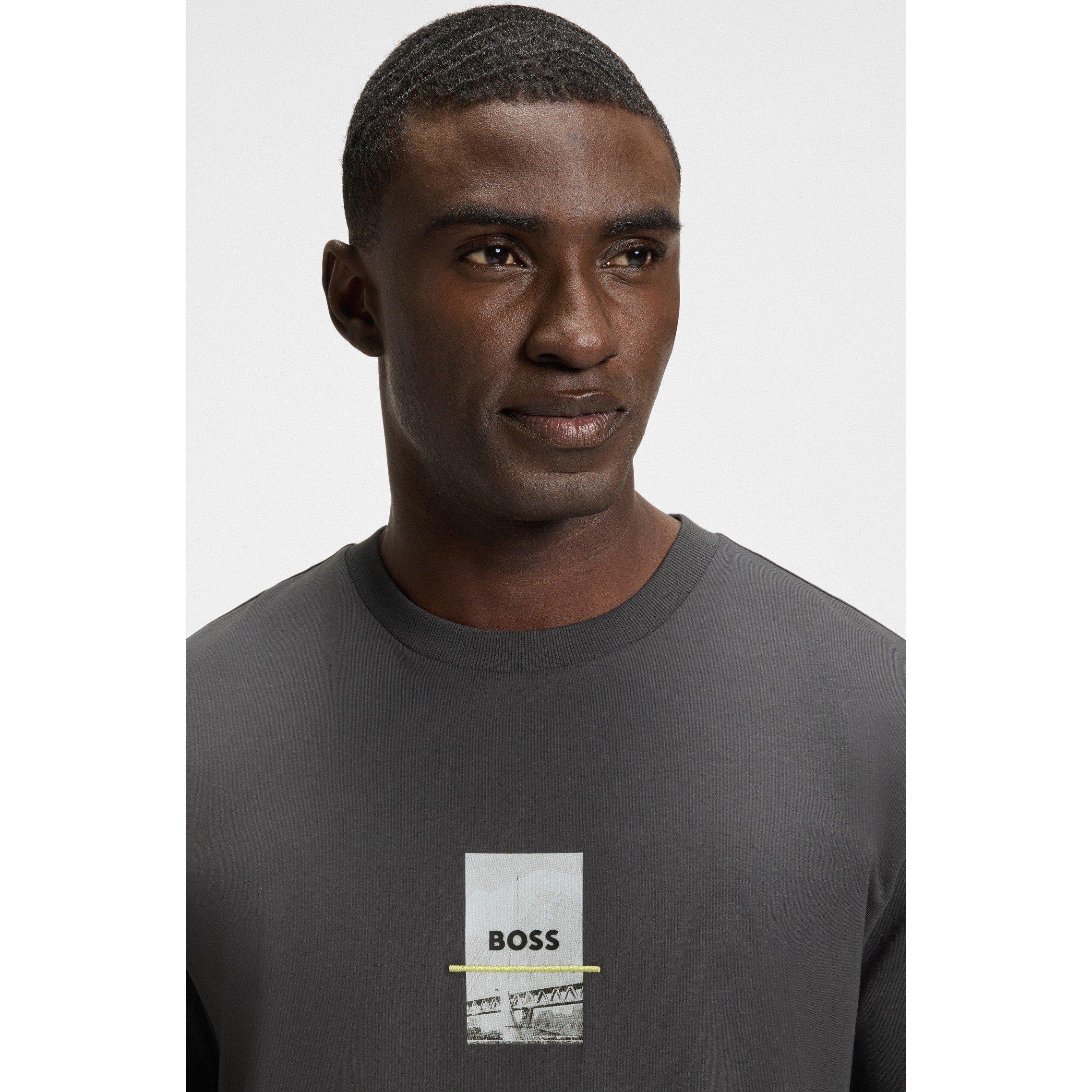 Gris foncé - Boss - Men's HBG Photo T-Shirt, Intricate Artwork - 4