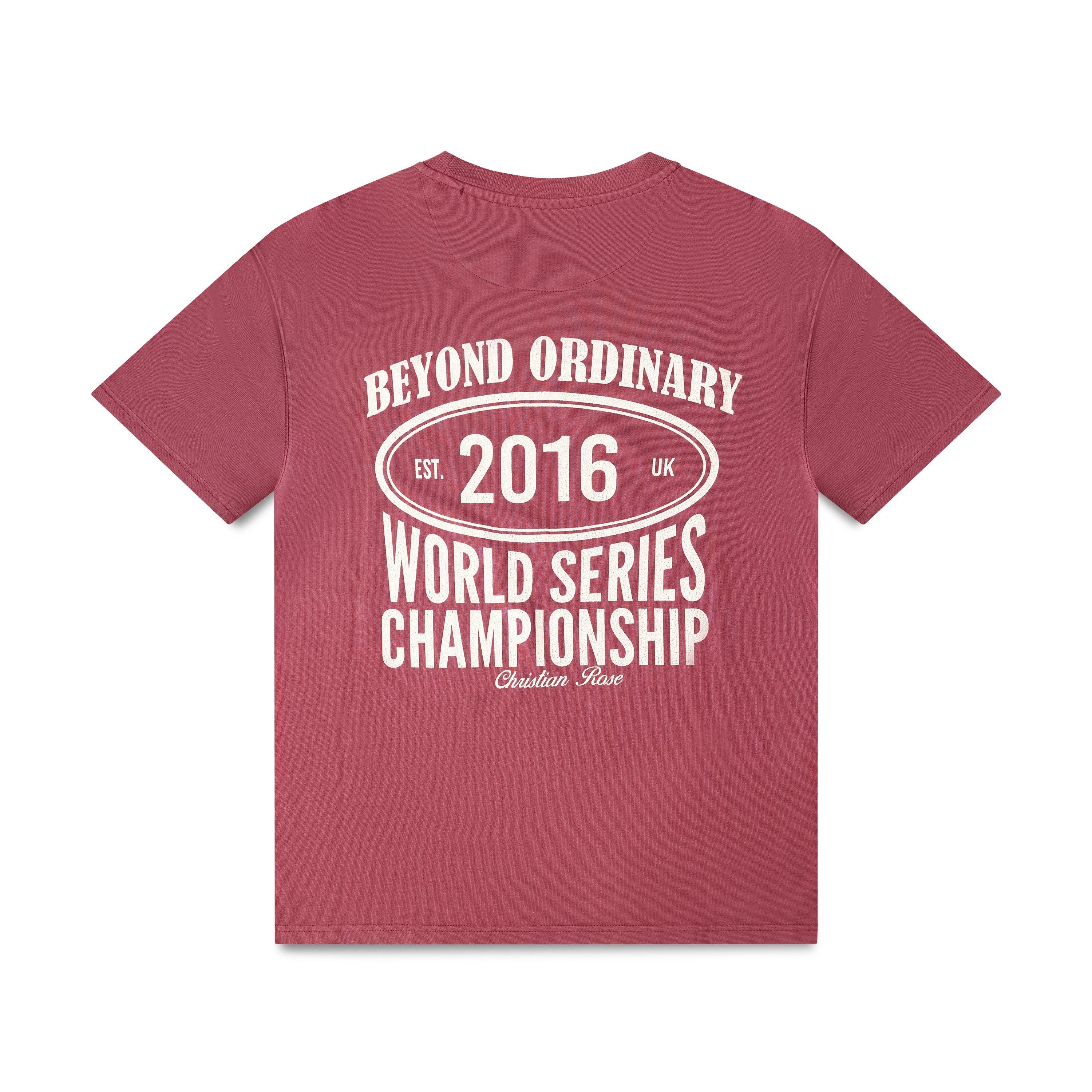 Burgundy - Christian Rose - Men's World Series Cotton Short-Sleeve Oversized-Fit T-Shirt - 2