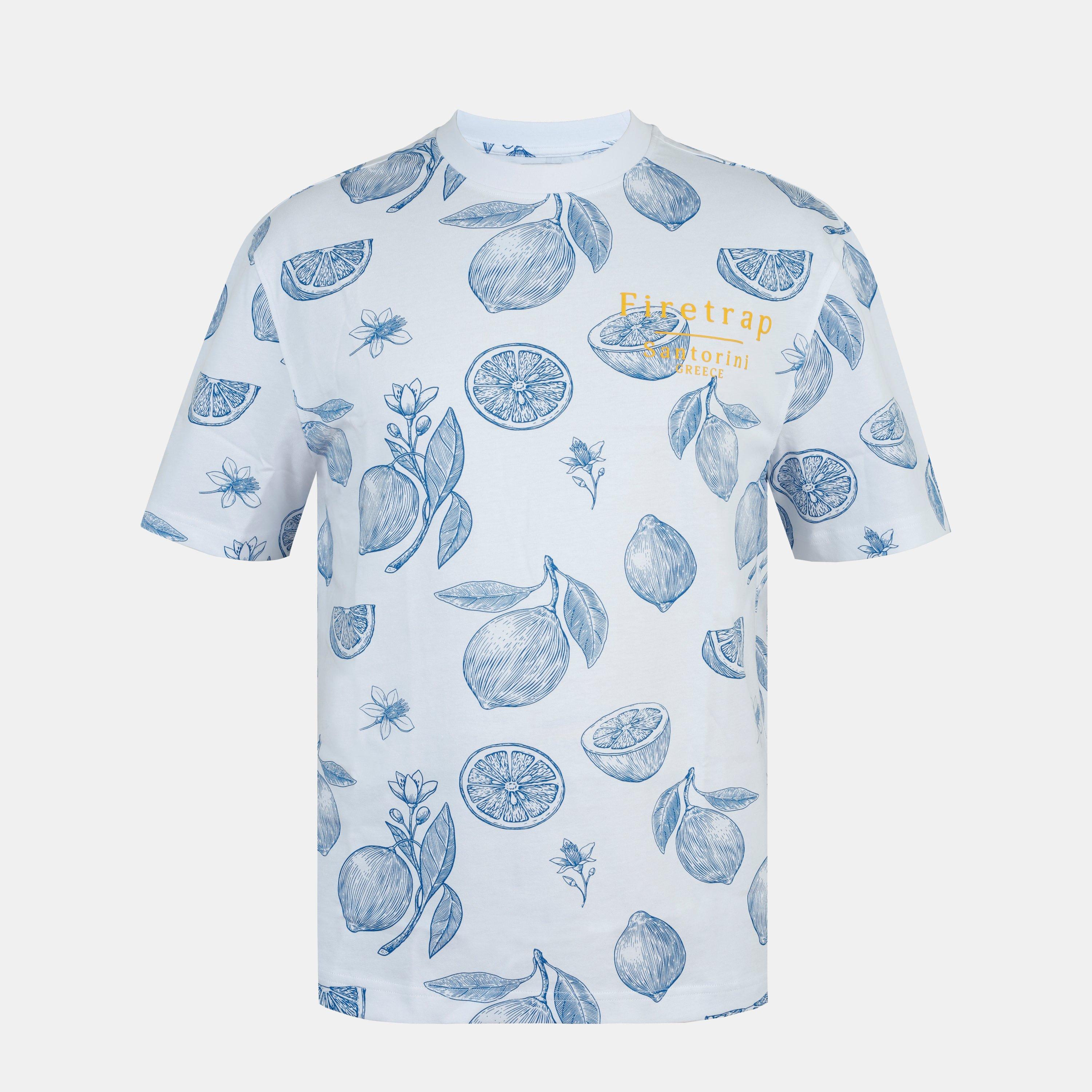 White - Firetrap - Men's Fruit All Over Print Oversized T-Shirt - 1