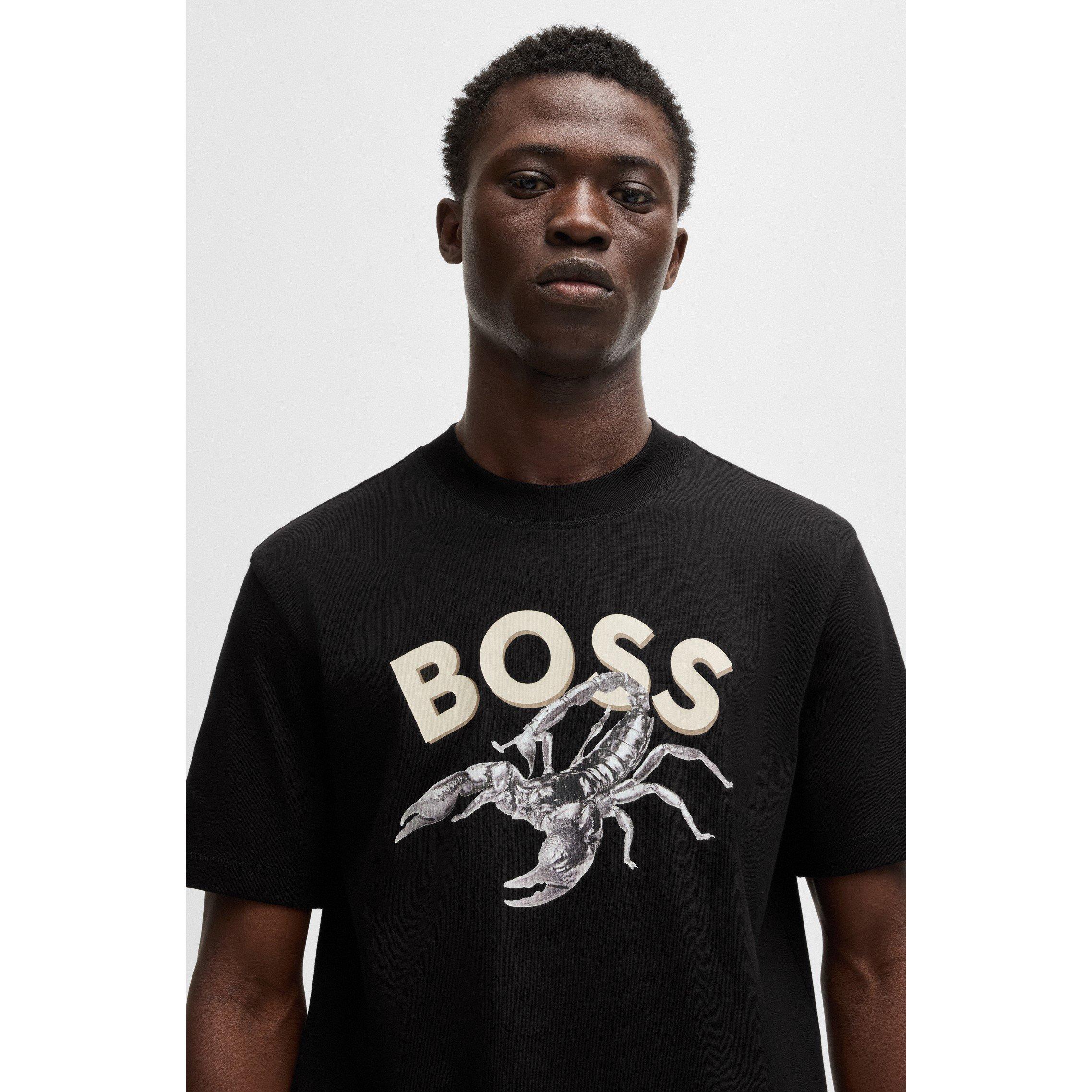 Black 001 - Boss - Men's fish Cotton T-Shirt, Eye-catching Graphic Design - 4