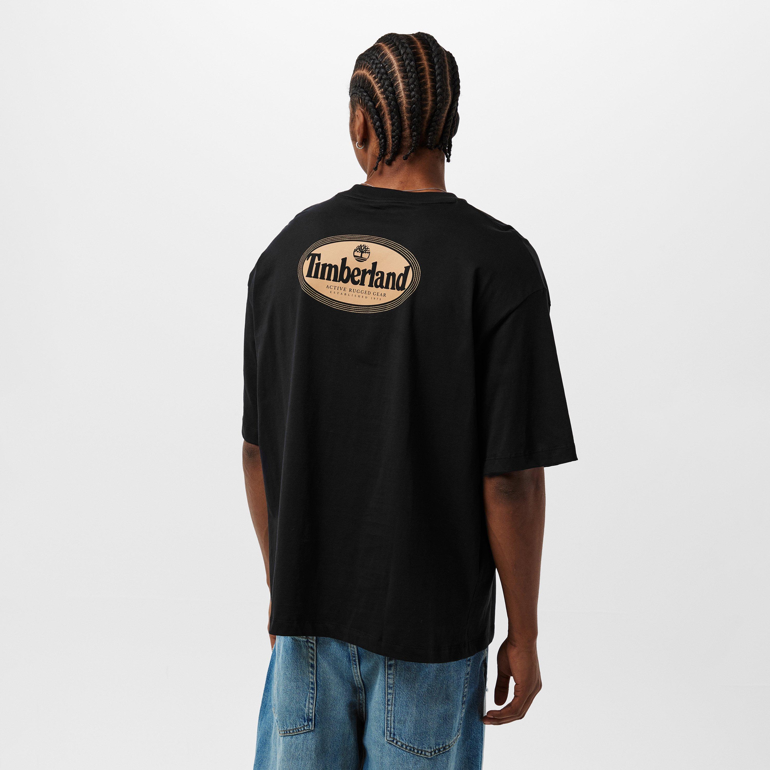Black - Timberland - Men's Timb Oval Regular Fit T-Shirt - 4