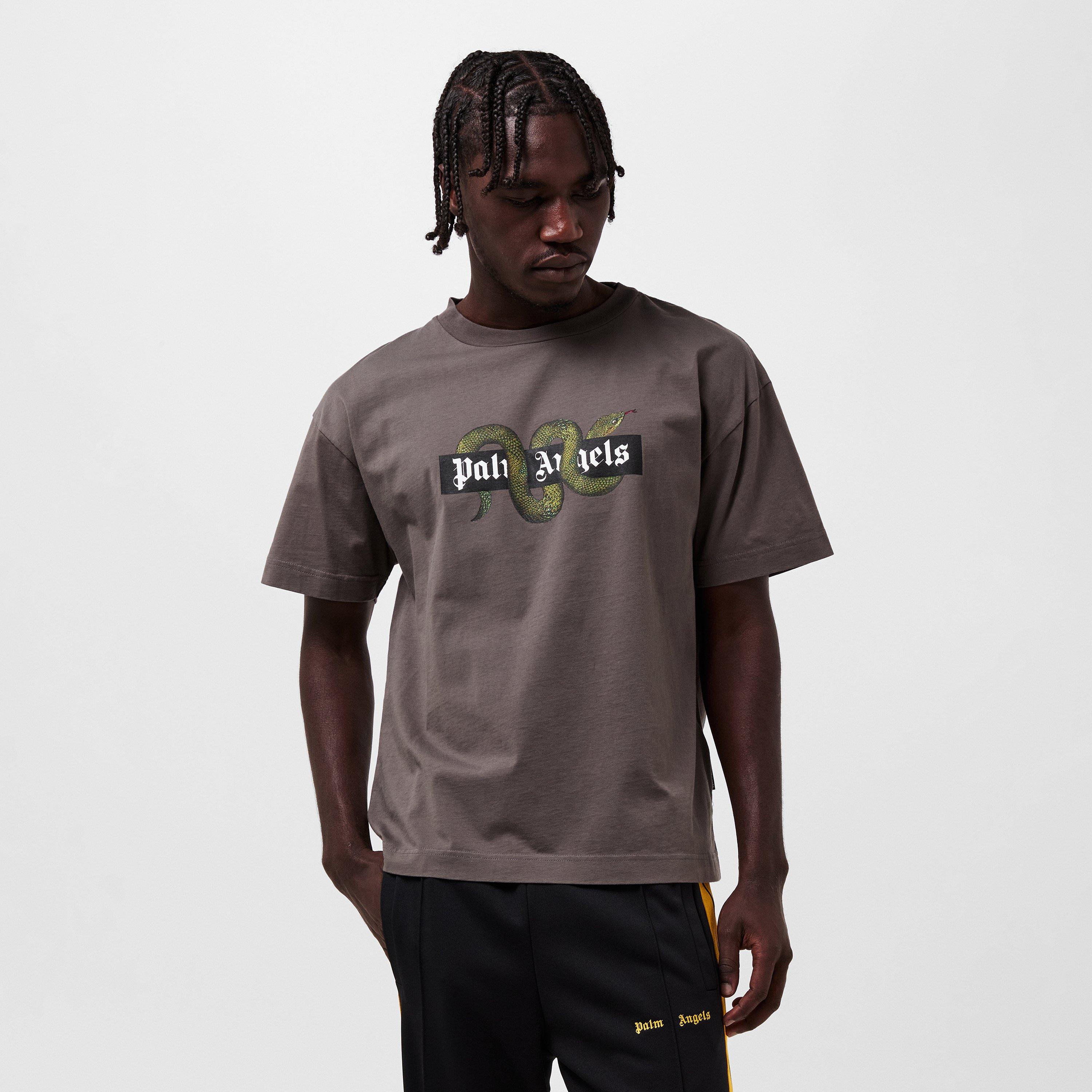 Dark Grey - Palm Angels - Men's Snake Logo Oversized T-Shirt - 3