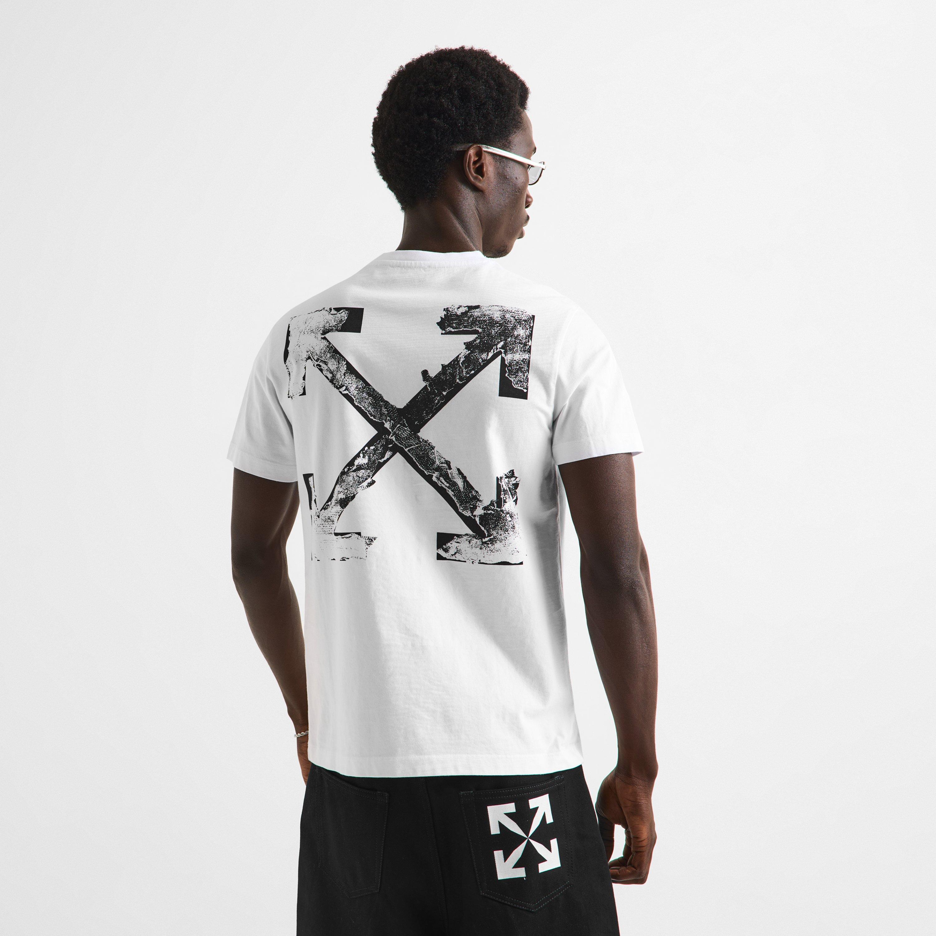 White - Off White - Men's Marble Arrow Short-Sleeve Crew-Neck Cotton T-Shirt - 4