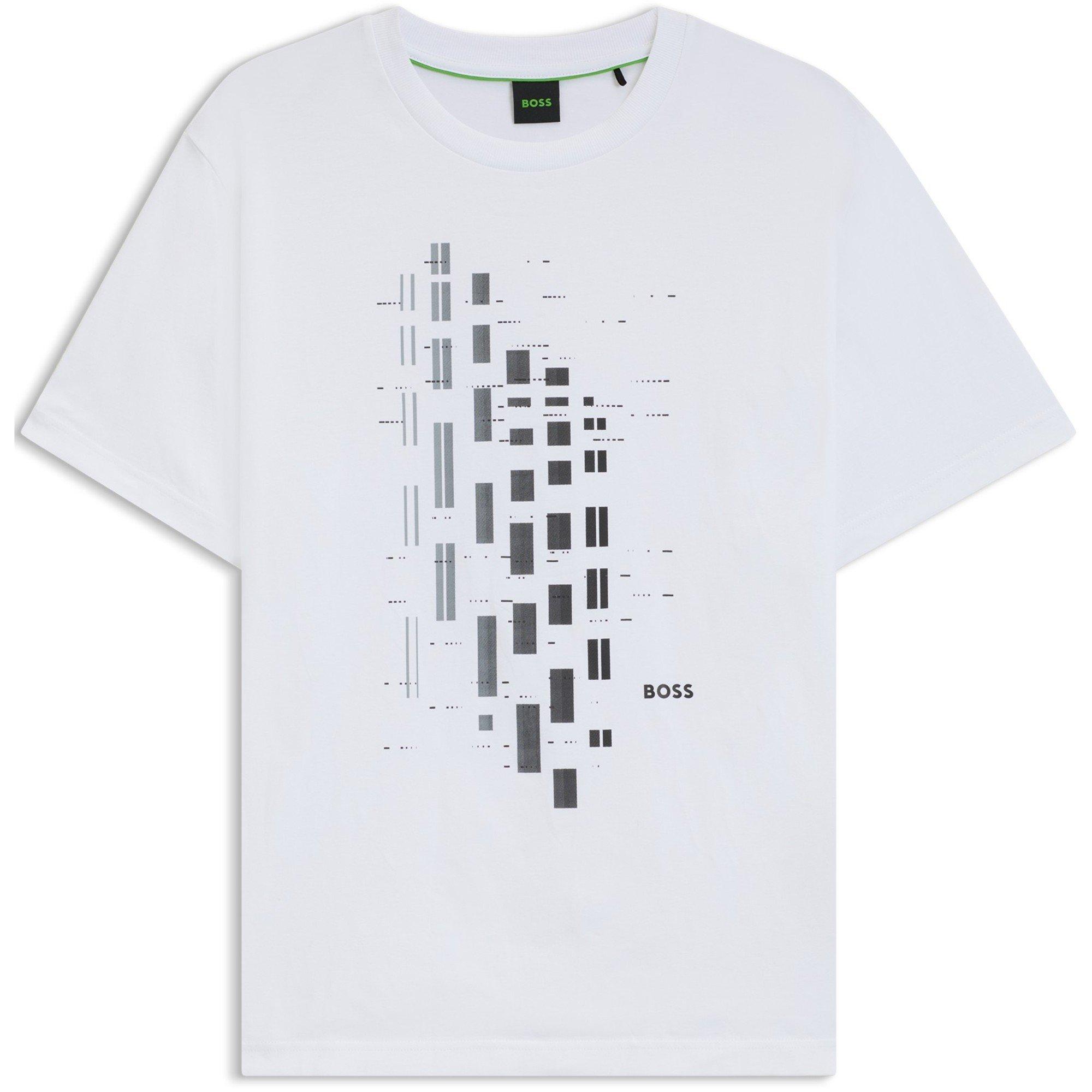 Boss Men's Hbg Grx Degradé Geometric Print T-Shirt - White - 2XL