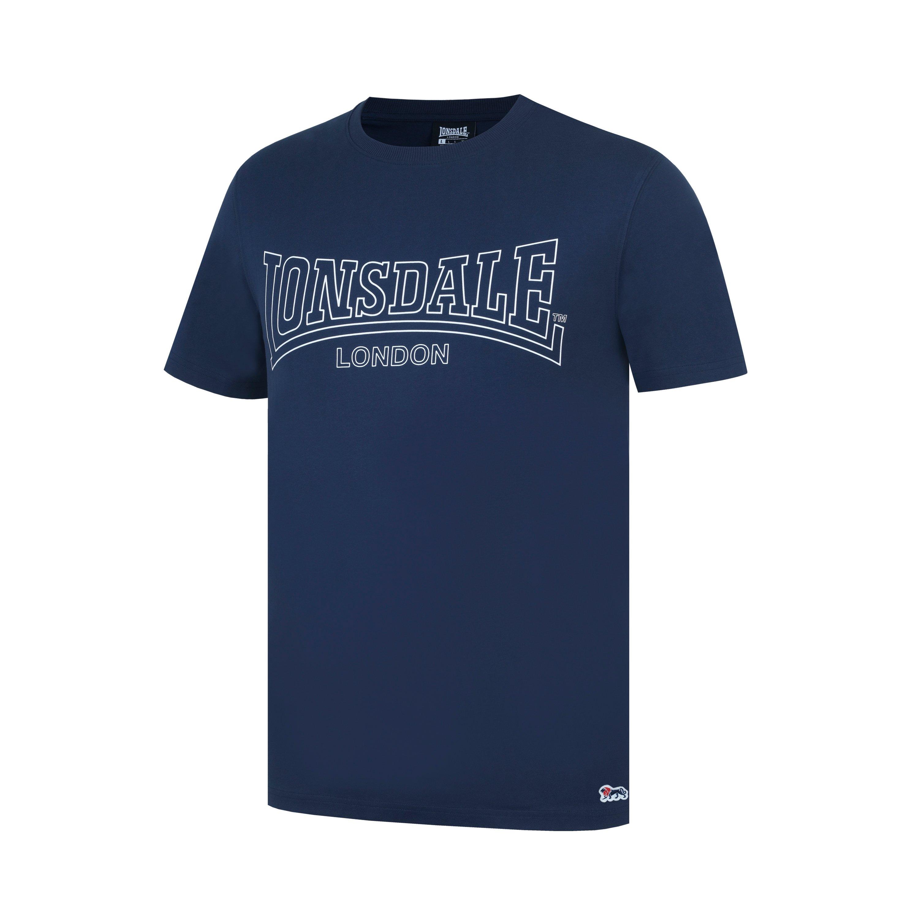 T-shirt Homme Lonsdale Bleu Marine Rayé - Taille XL - Col Rond 100% Coton