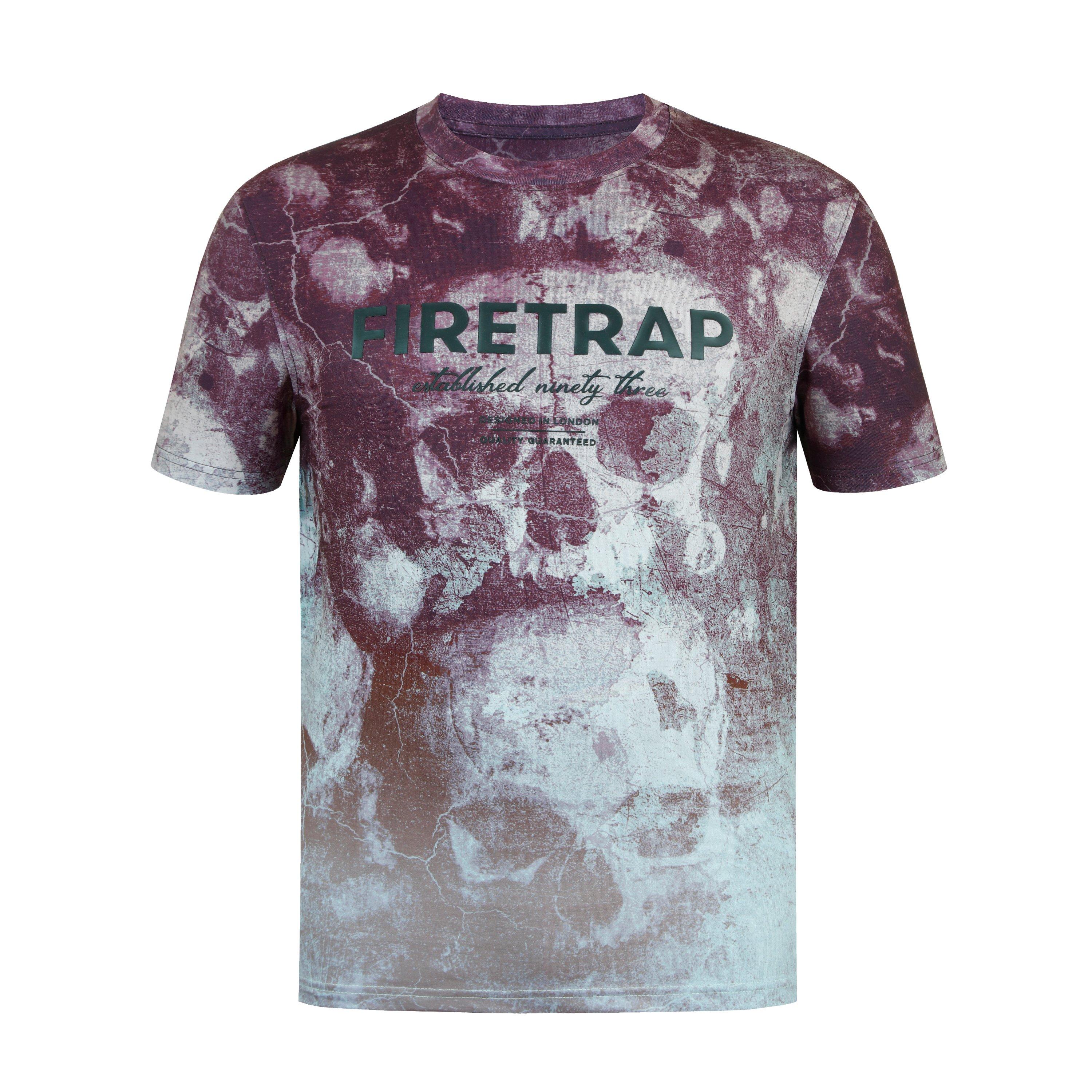 Firetrap Men's Sub T Shirt - Burgundy Skull - S