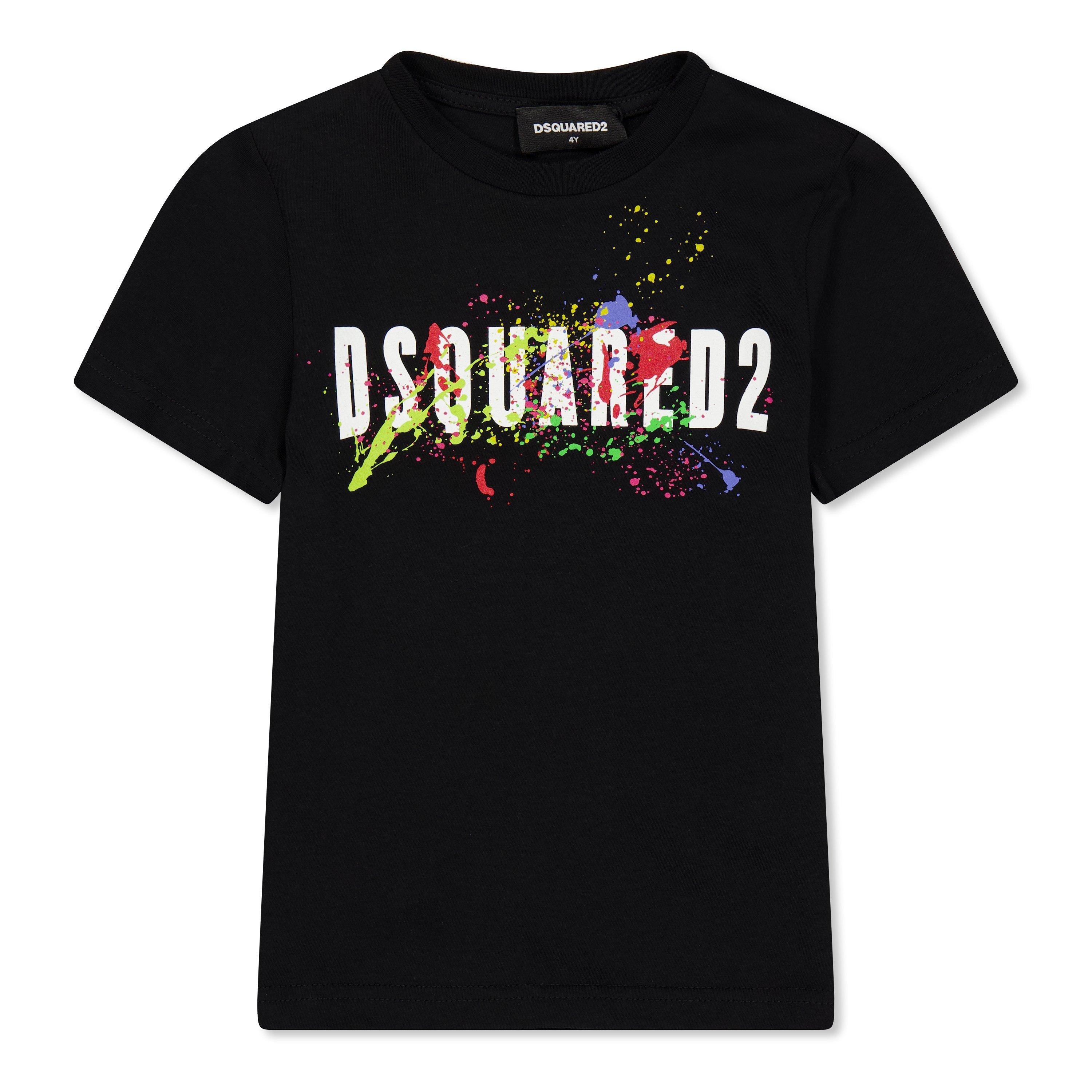 Dsquared2 Boys Kids' Dsq Spray T-Shirt - Black Dq900 - 14Y