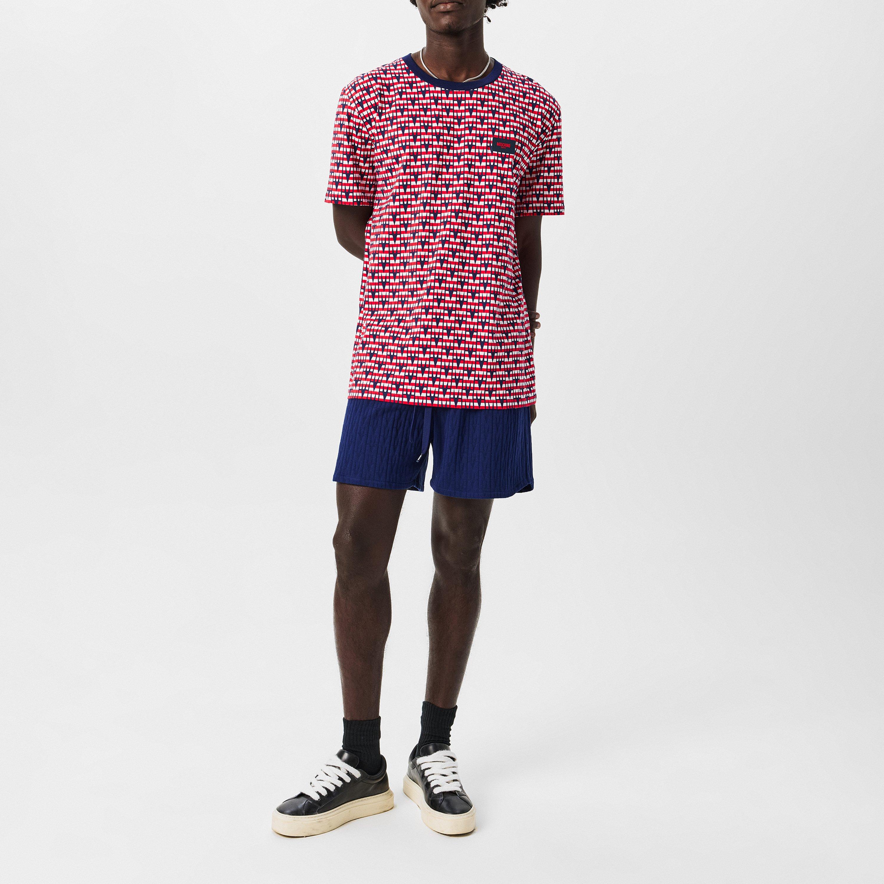 Multi Blue - Moschino - Men's U Monogram Regular Fit T-Shirt - 6