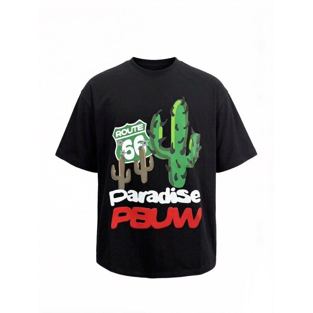 Black - Pretty Boy Ugly World - The Pretty Boy Ugly World Cotton Short Sleeve Crew Neck Oversized Fit T-Shirt Mens - 1