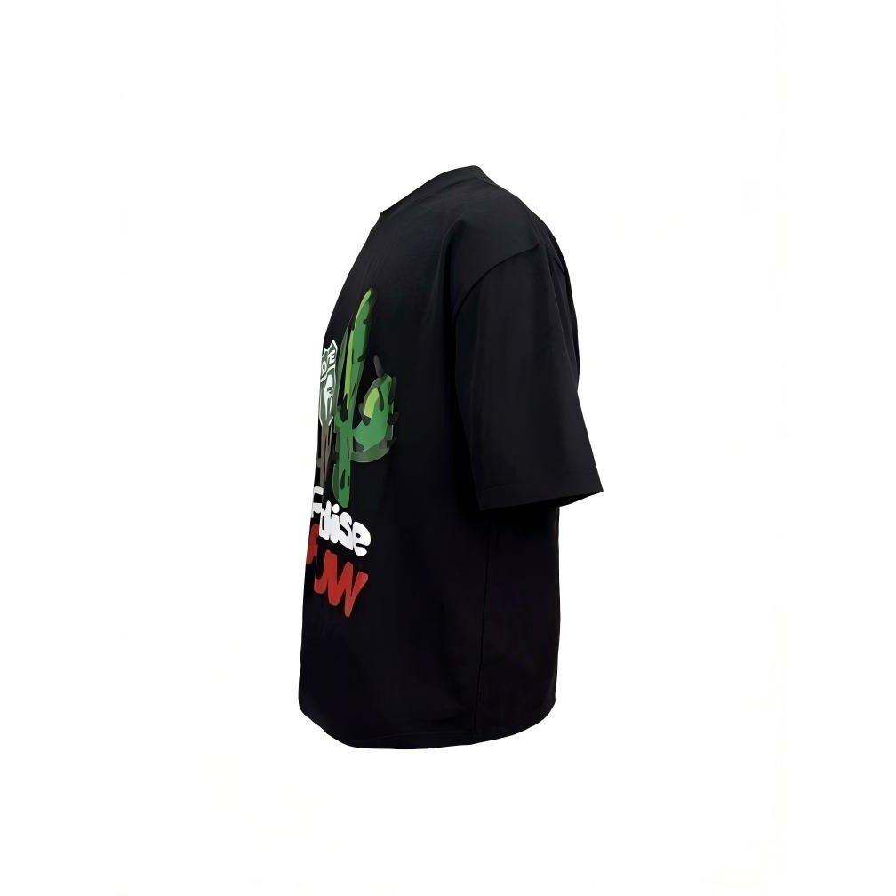 Black - Pretty Boy Ugly World - The Pretty Boy Ugly World Cotton Short Sleeve Crew Neck Oversized Fit T-Shirt Mens - 2