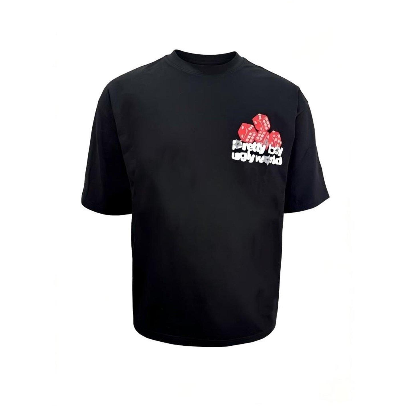 Black - Pretty Boy Ugly World - The Pretty Boy Ugly World Cotton Crew Neck Oversized Fit T-Shirt Mens - 1