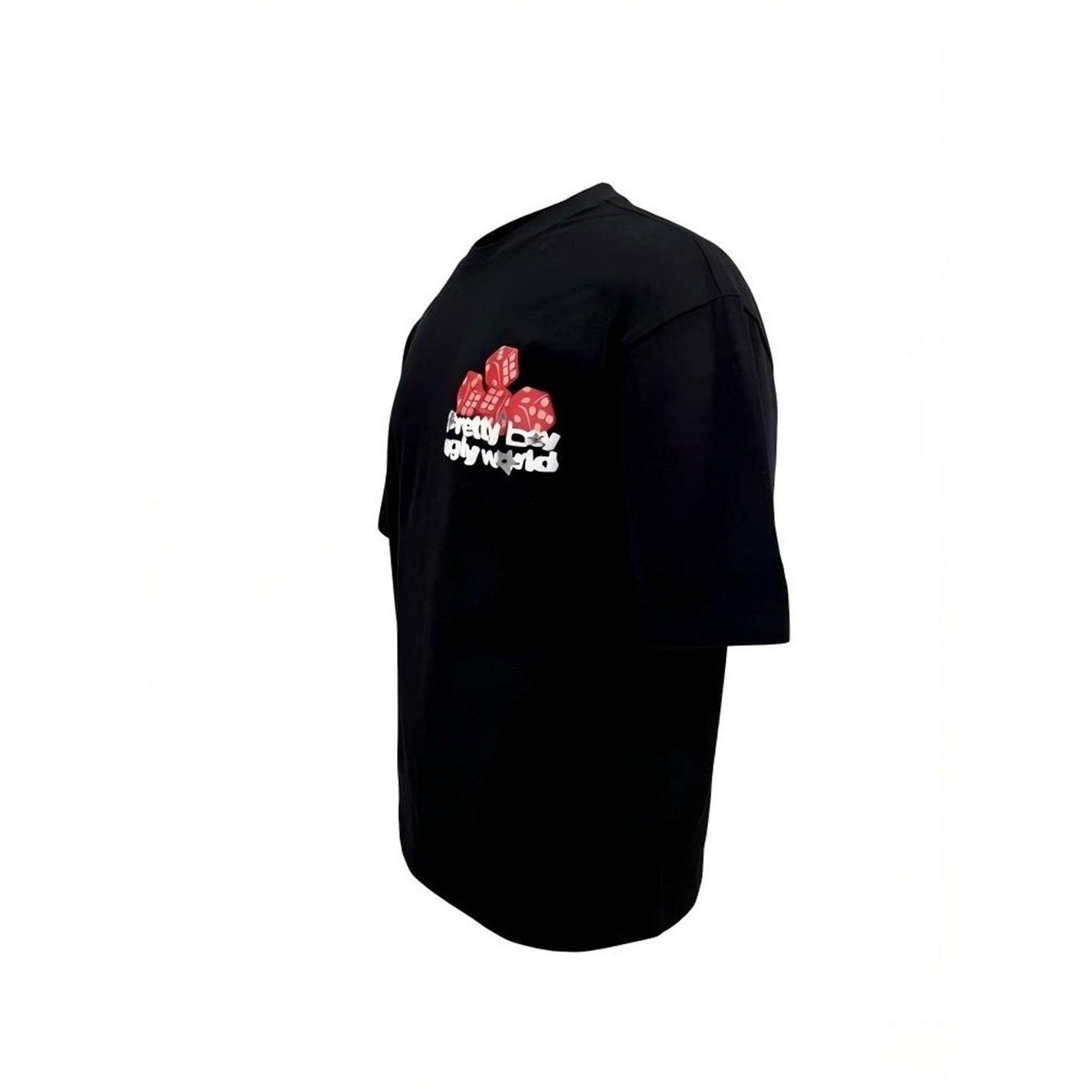 Black - Pretty Boy Ugly World - The Pretty Boy Ugly World Cotton Crew Neck Oversized Fit T-Shirt Mens - 2