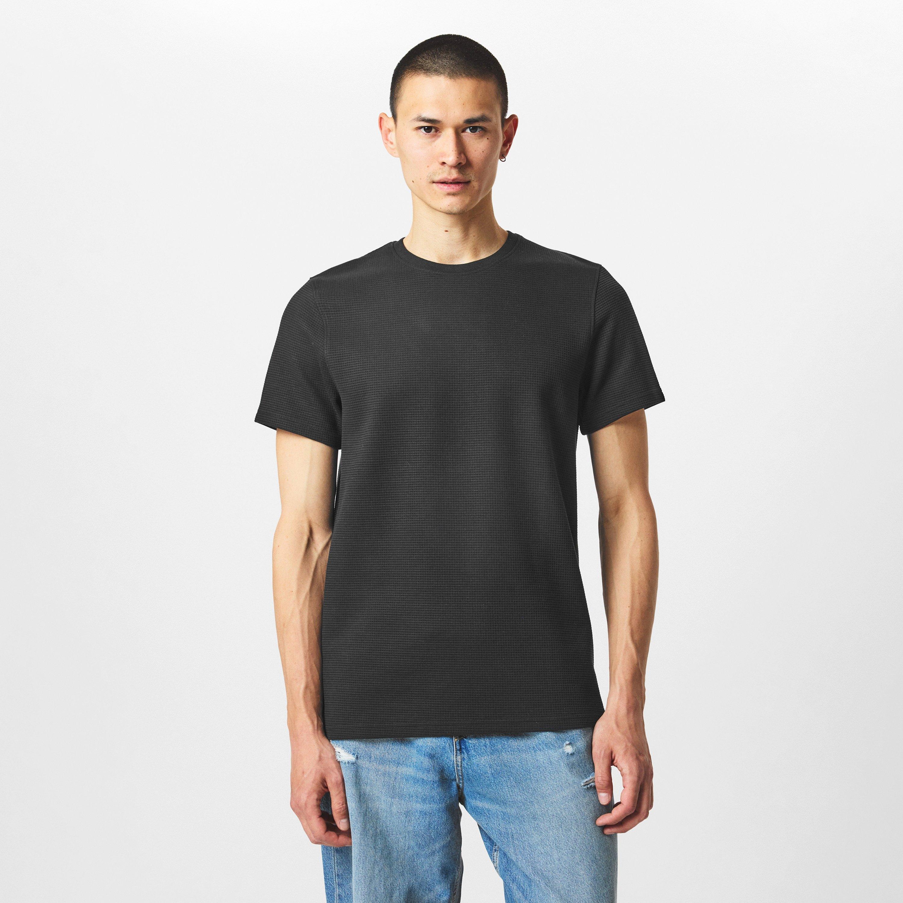 Black - Firetrap - Men's Regular Fit Waffle T-Shirt - 3