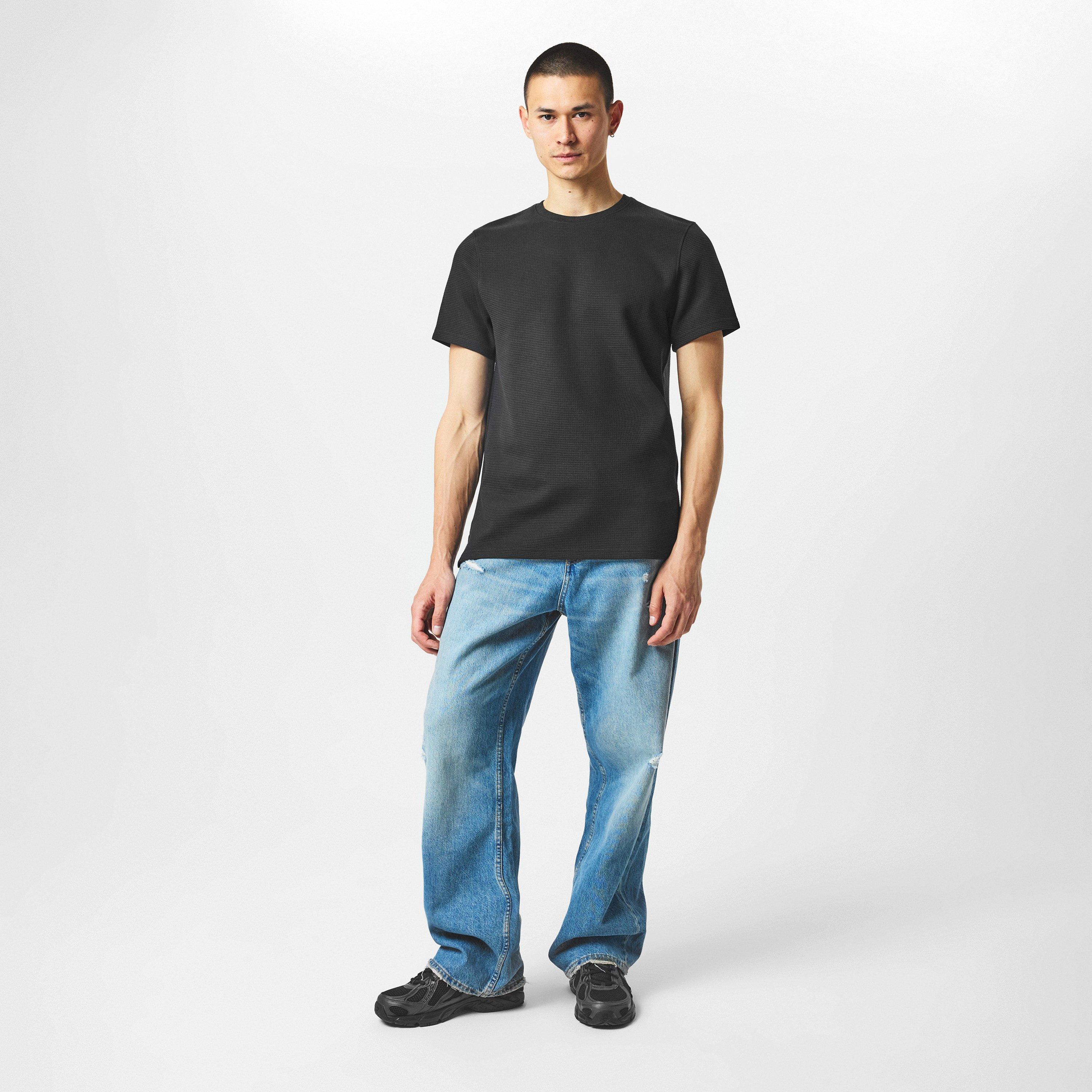 Black - Firetrap - Men's Regular Fit Waffle T-Shirt - 6