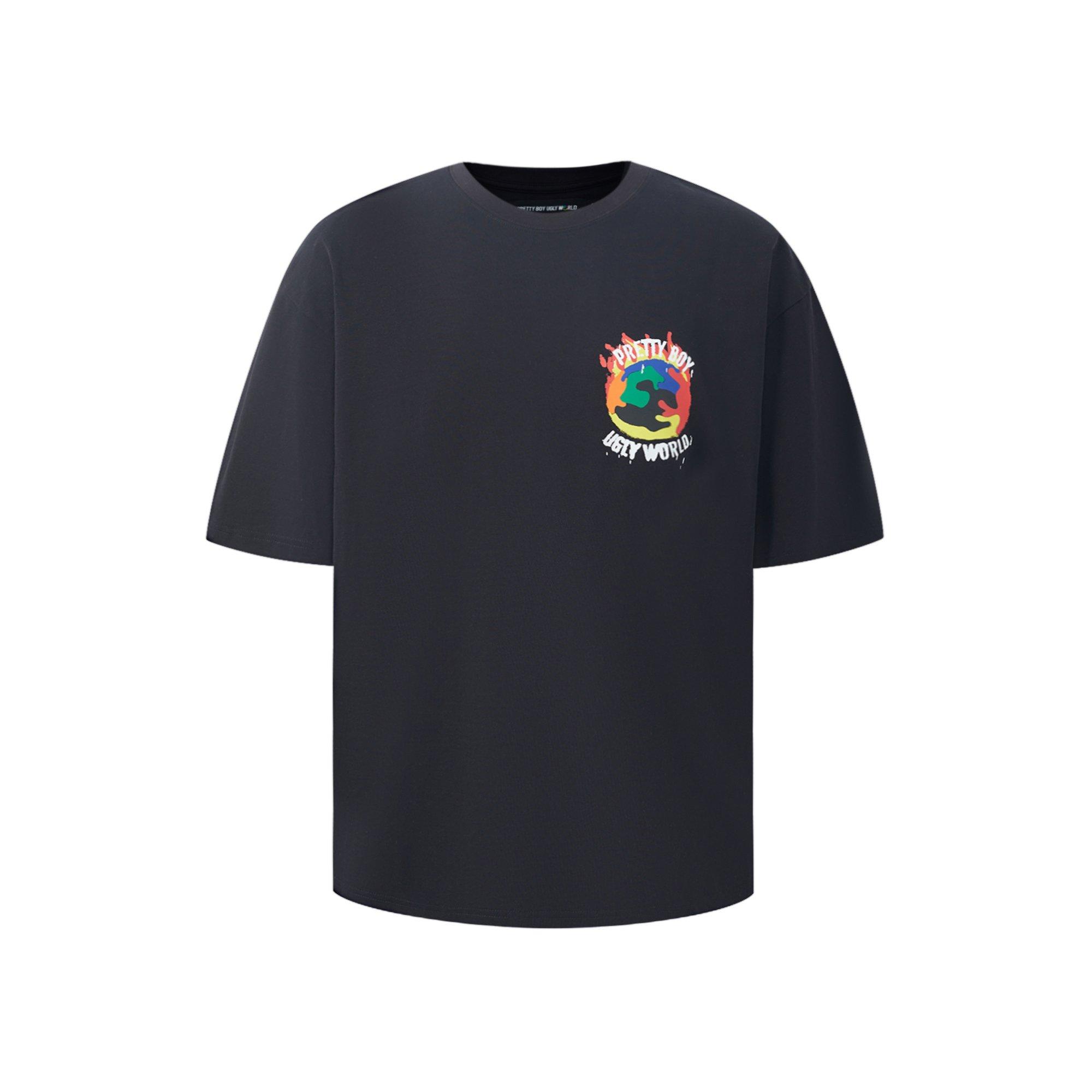 Black - Pretty Boy Ugly World - The Pretty Boy Ugly World Cotton Crew Neck Oversized Fit T-Shirt Mens - 1
